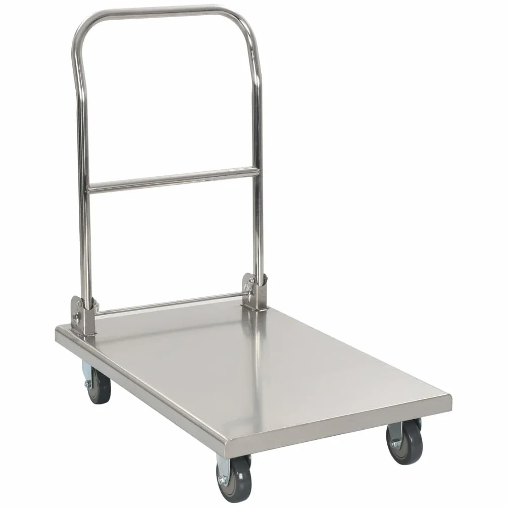 vidaXL Wózek platformowy stal nierdzewna 82x53x86 cm srebrny