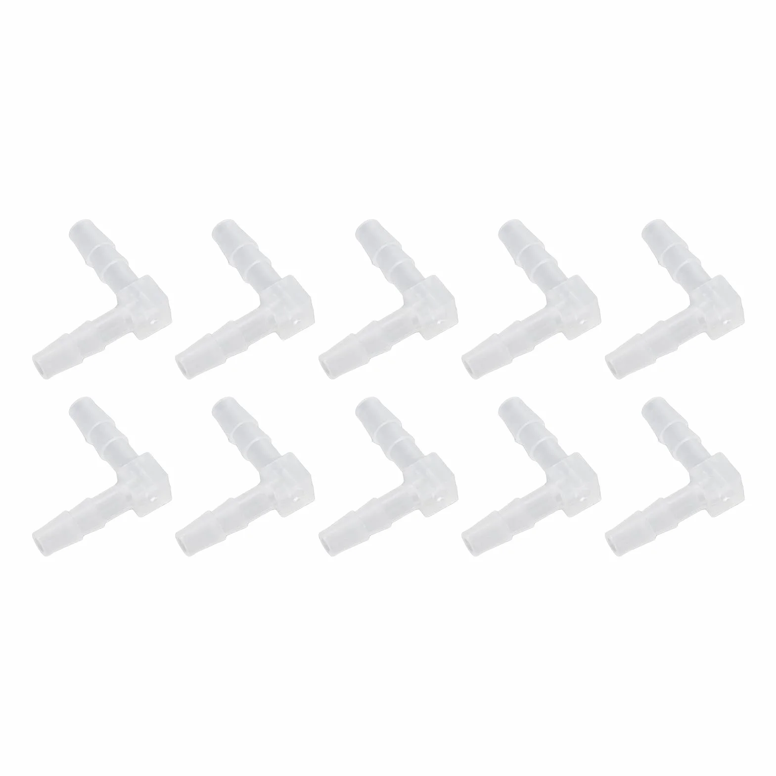 10 Szt. Plastikowy Króciec do Węża 90 Stopni Kolanko L, Równe Złącze Kolczaste Splicer Adapter Union Adapter(4mm)