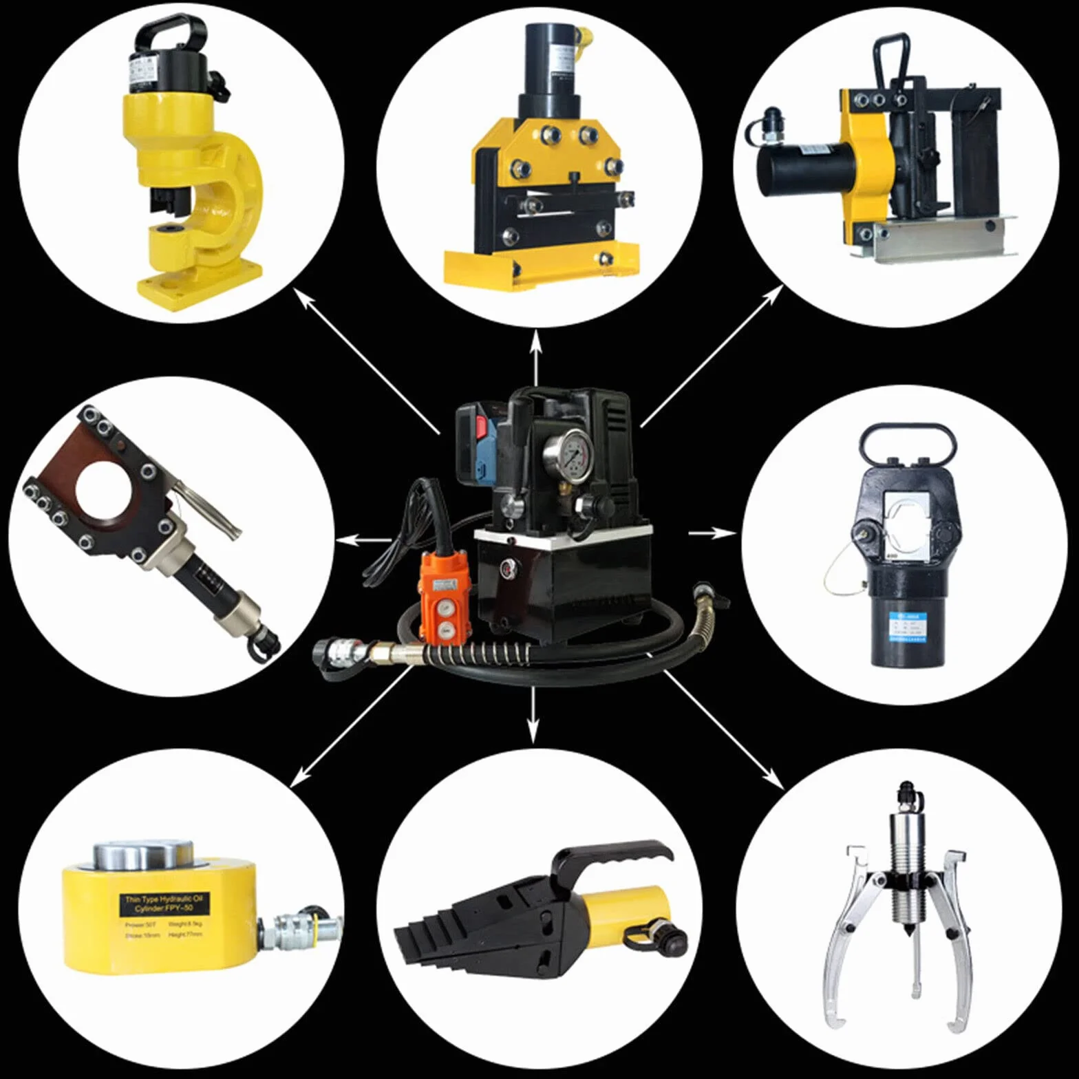 Elektryczna pompa hydrauliczna 700 bar 220 V czarna, kompaktowa pompa wysokociśnieniowa do wszechstronnych zastosowań. Lekka, wydajna i niezawodna do zadań hydraulicznych