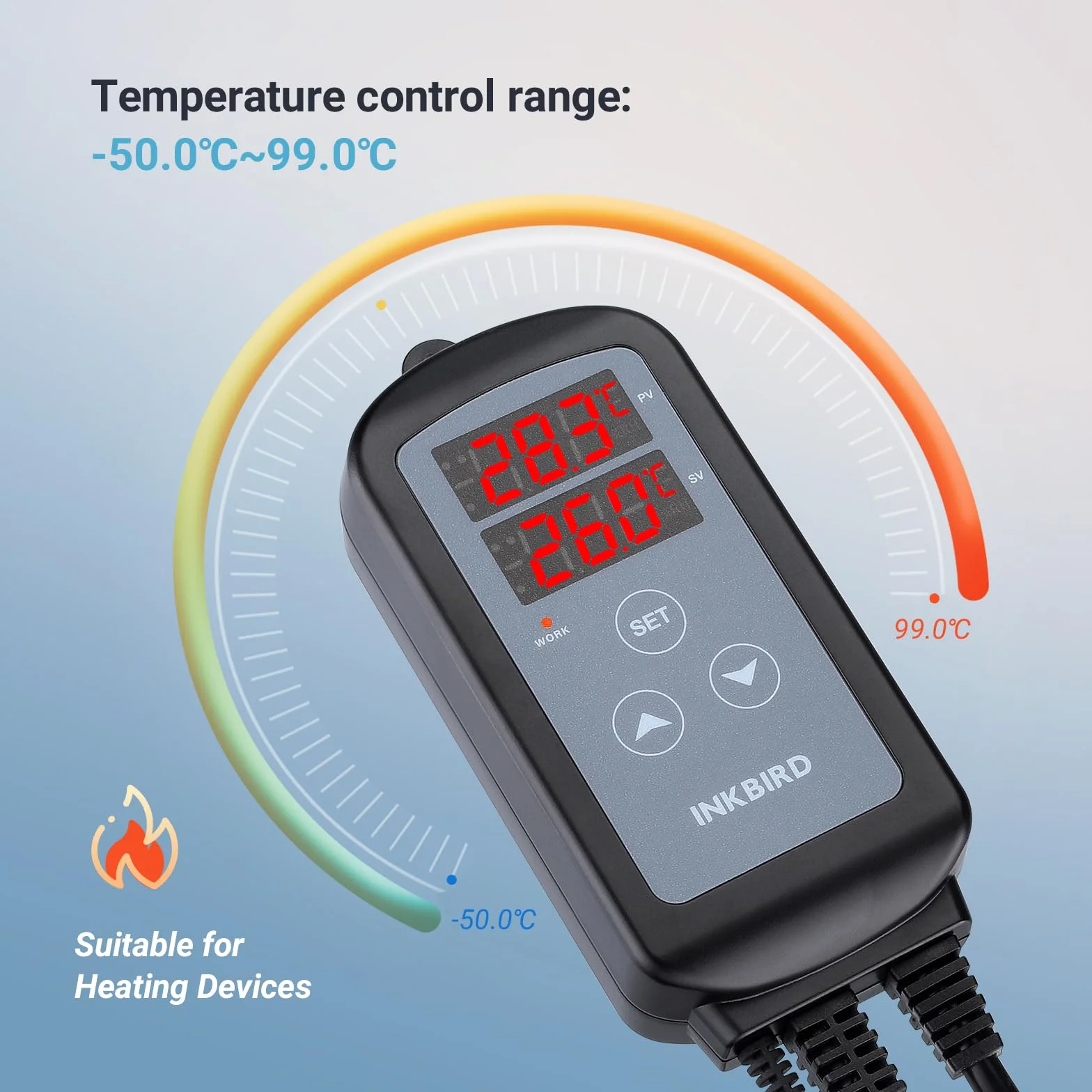 Inkbird ITC-2T termostat, cyfrowy regulator temperatury z dwoma gniazdkami grzewczymi, timer cyklu dzień/noc, funkcja alarmowa, do terrarium, szklarni, zwierząt płozonych
