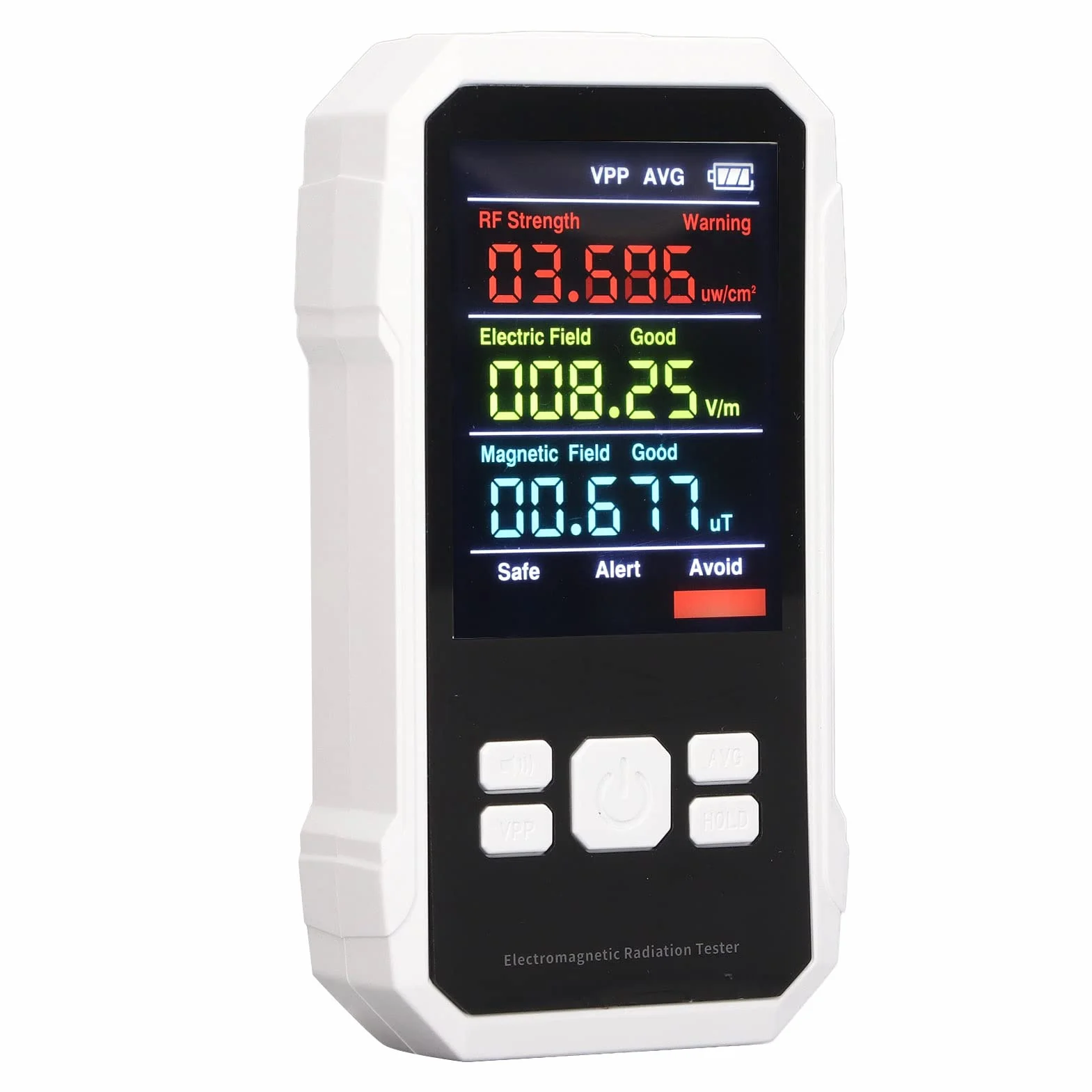 Ręczny Detektor Promieniowania, Cyfrowy Licznik Geigera Monitor Promieniowania RF Tester Promieniowania Elektromagnetycznego Ręczny Miernik Promieniowania dla Domu, Biura, Fabryki (Biały)