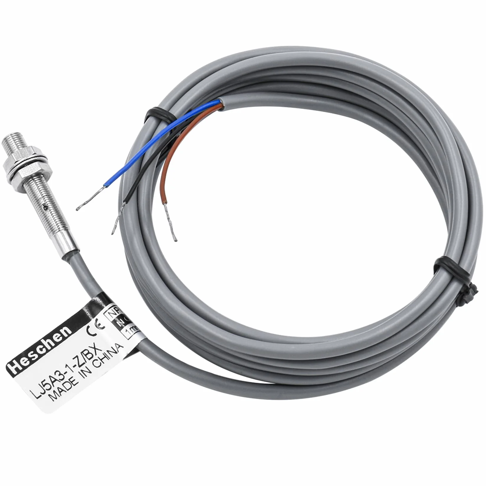 Heschen M5 Indukcyjny czujnik zbliżeniowy przełącznik typ osłony LJ5A3-1-Z/BX detektor 1 mm 10-30 VDC 150 mA NPN normalnie otwarty (NO) 3 przewody