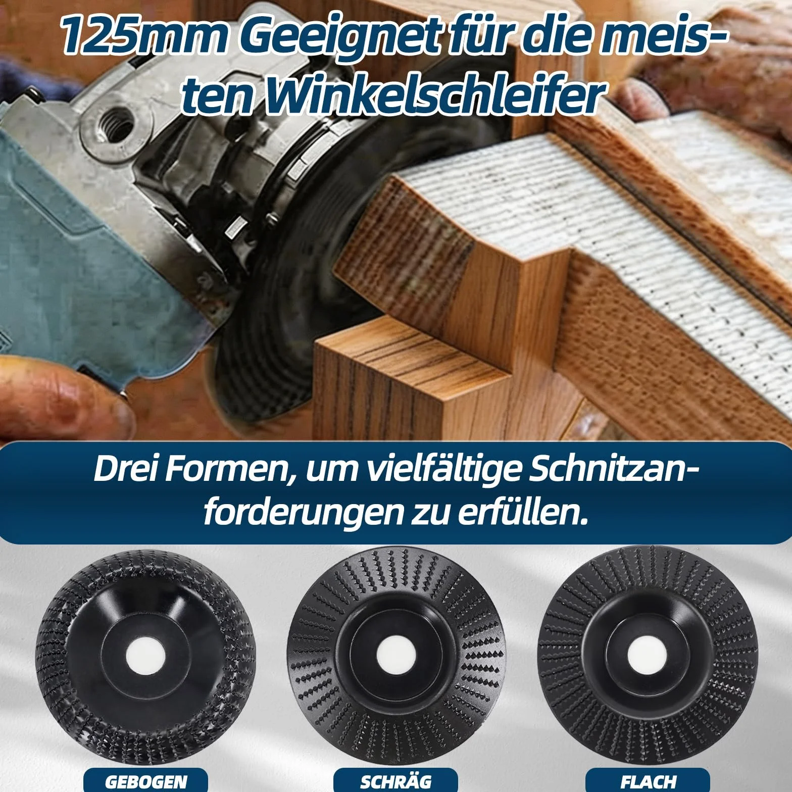 Zestaw 3 tarcz szlifierskich 125 mm do drewna stal węglowa