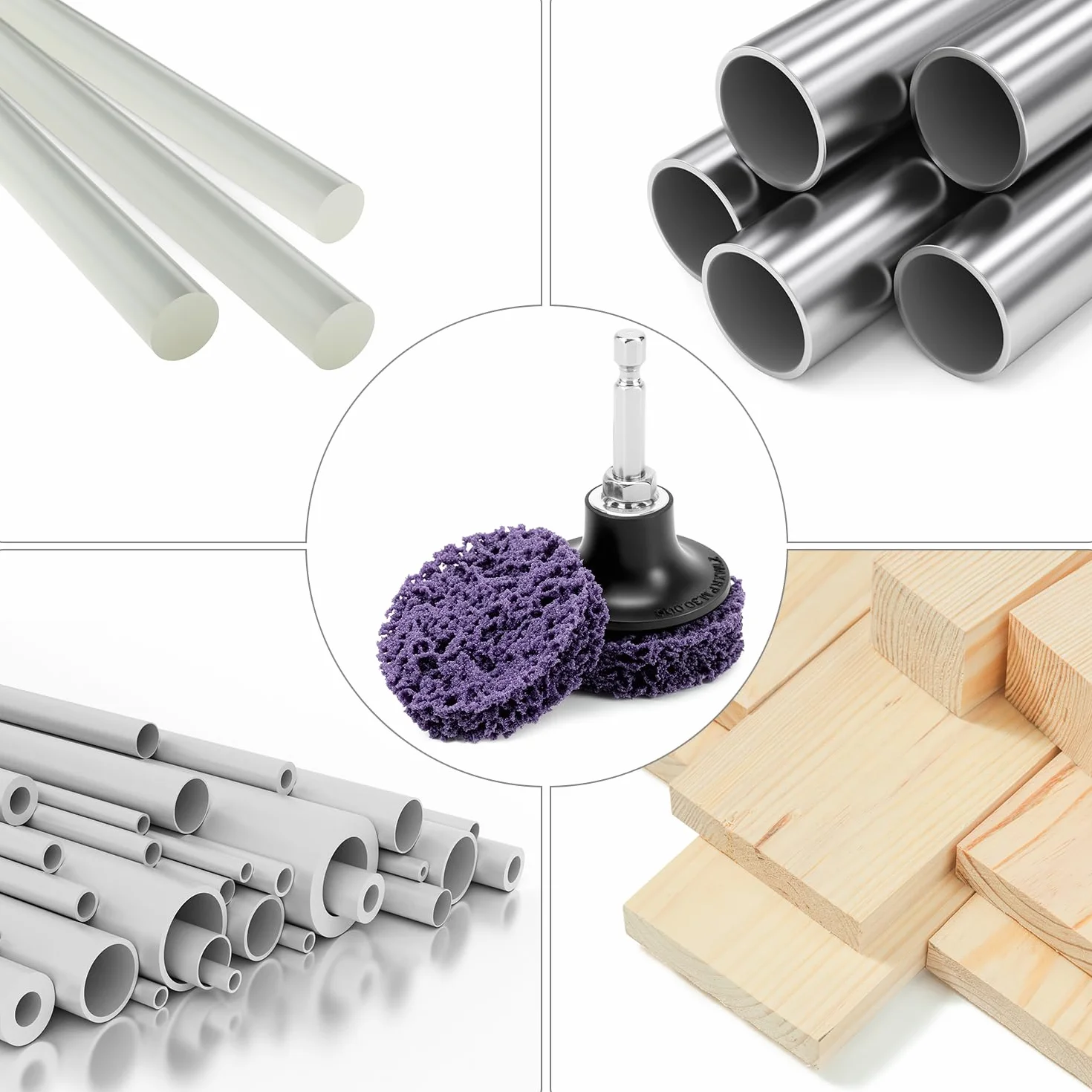 QWORK® 17-częściowy zestaw tarcz CSD 50 mm tarcza szlifierska do czyszczenia zgrubnego, tarcza do obróbki powierzchni, usuwanie rdzy i farby