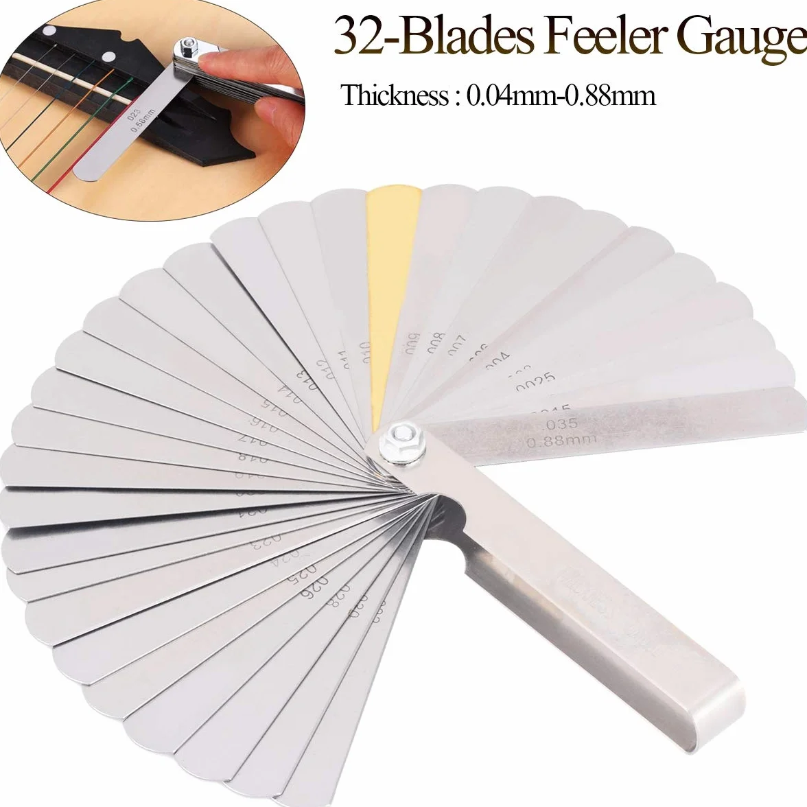 Feeler Gauge 32 ostrza ze stali nierdzewnej Imperial Metryczna Narzędzie do pomiaru Luthier