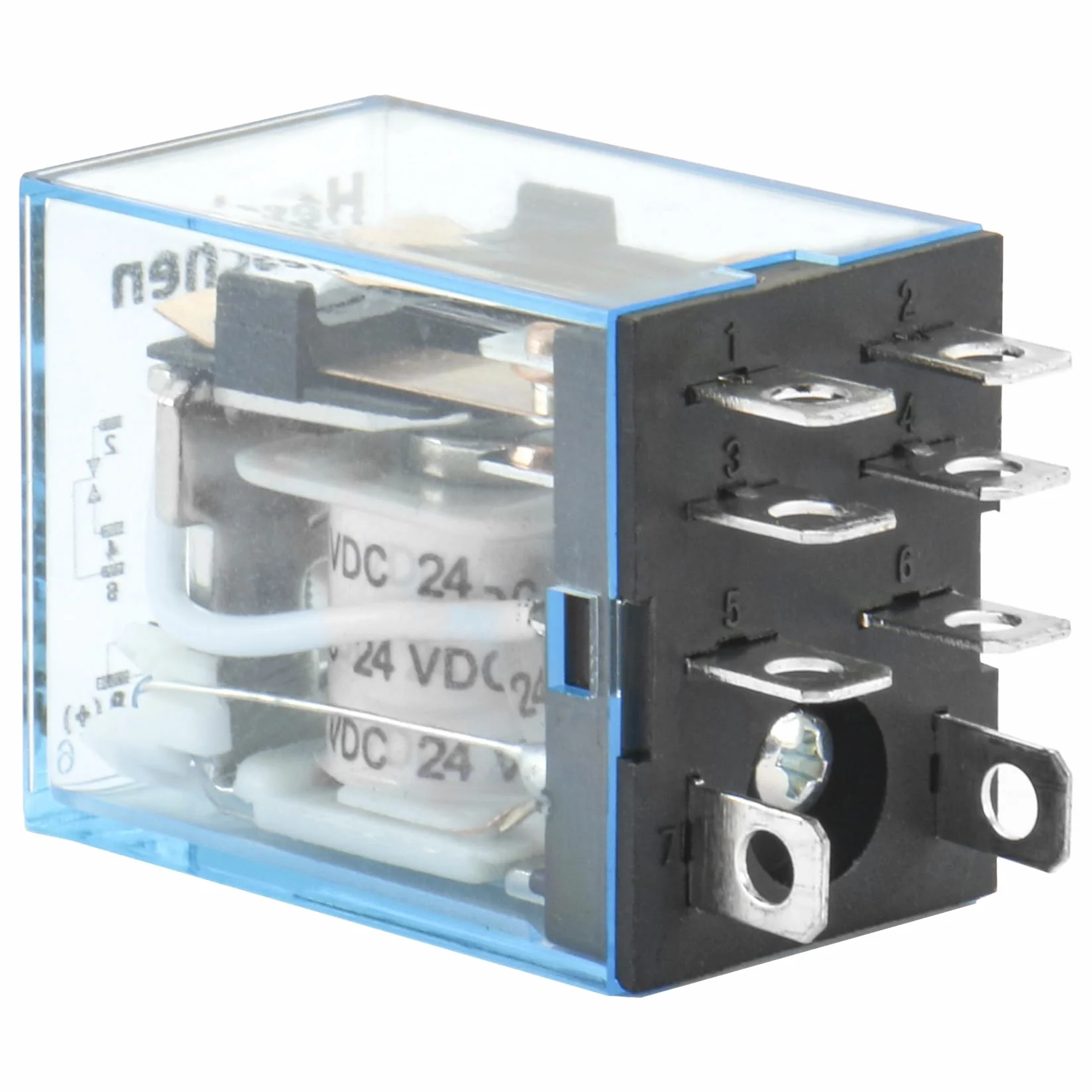 Heschen Przekaźnik zewnętrzny LY2NJ 24 VDC 10 A DPDT LED