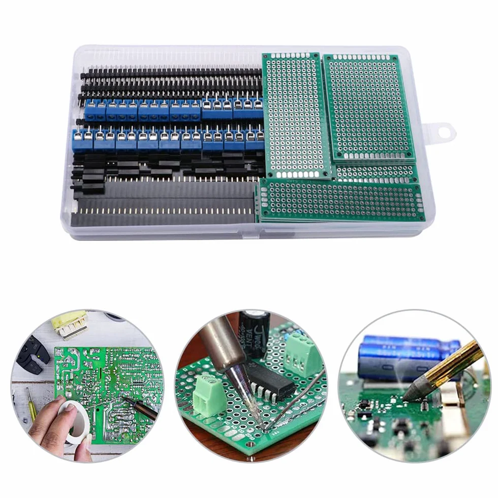 75 Sztuk Zestaw Płytek PCB, Dwustronna Płytka Drukowana, Złącze Męskie/Żeńskie, Zacisk Śrubowy 2/3Pin, Kolumna Nylonowa