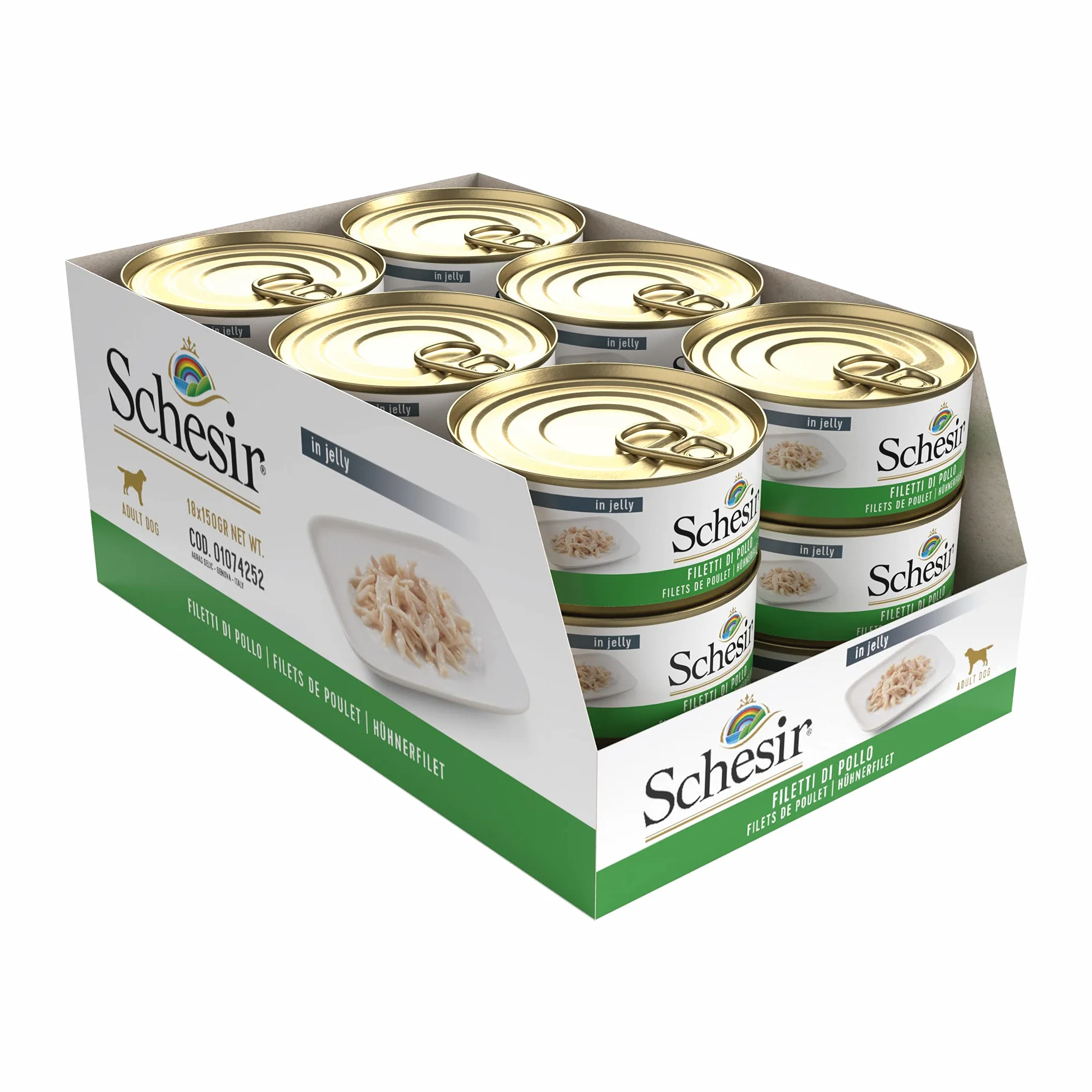 Schesir Pies filet z kurczaka, mokra karma dla psów, 18 puszek x 150 g