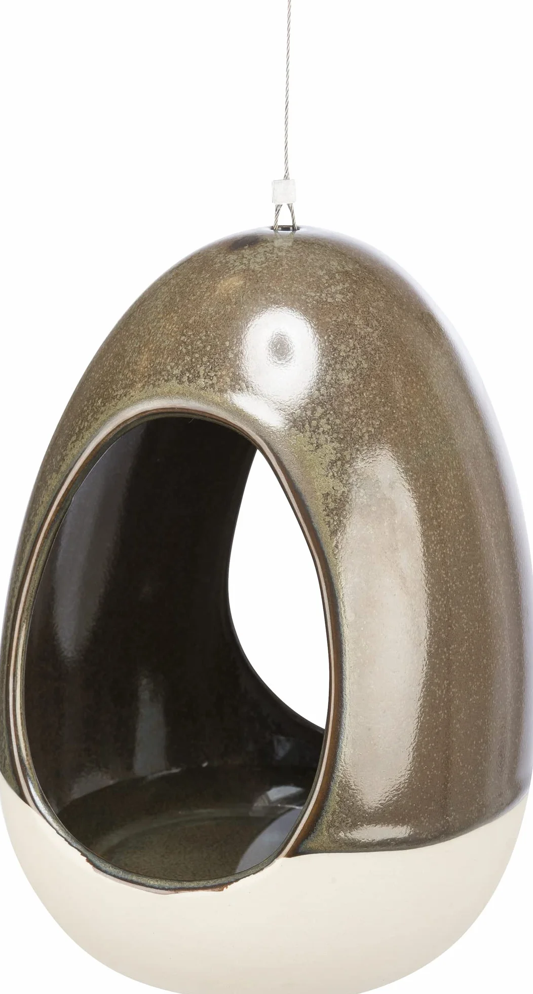TRIXIE 55531 poidło dla ptaków do zawieszenia, ceramiczne, 150 ml/ 12 × 16 cm, zielony lasowy