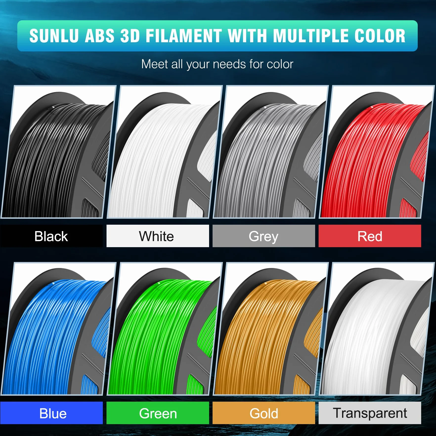 SUNLU ABS Filament 1.75mm Pakiet, Filament do drukarki 3D 1 kg*2, ABS o wysokiej odporności na ciepło 1,75 mm do funkcjonalnego drukowania 3D, 1kg na Szpulę, 2 Rolki, Czarny+Czarny