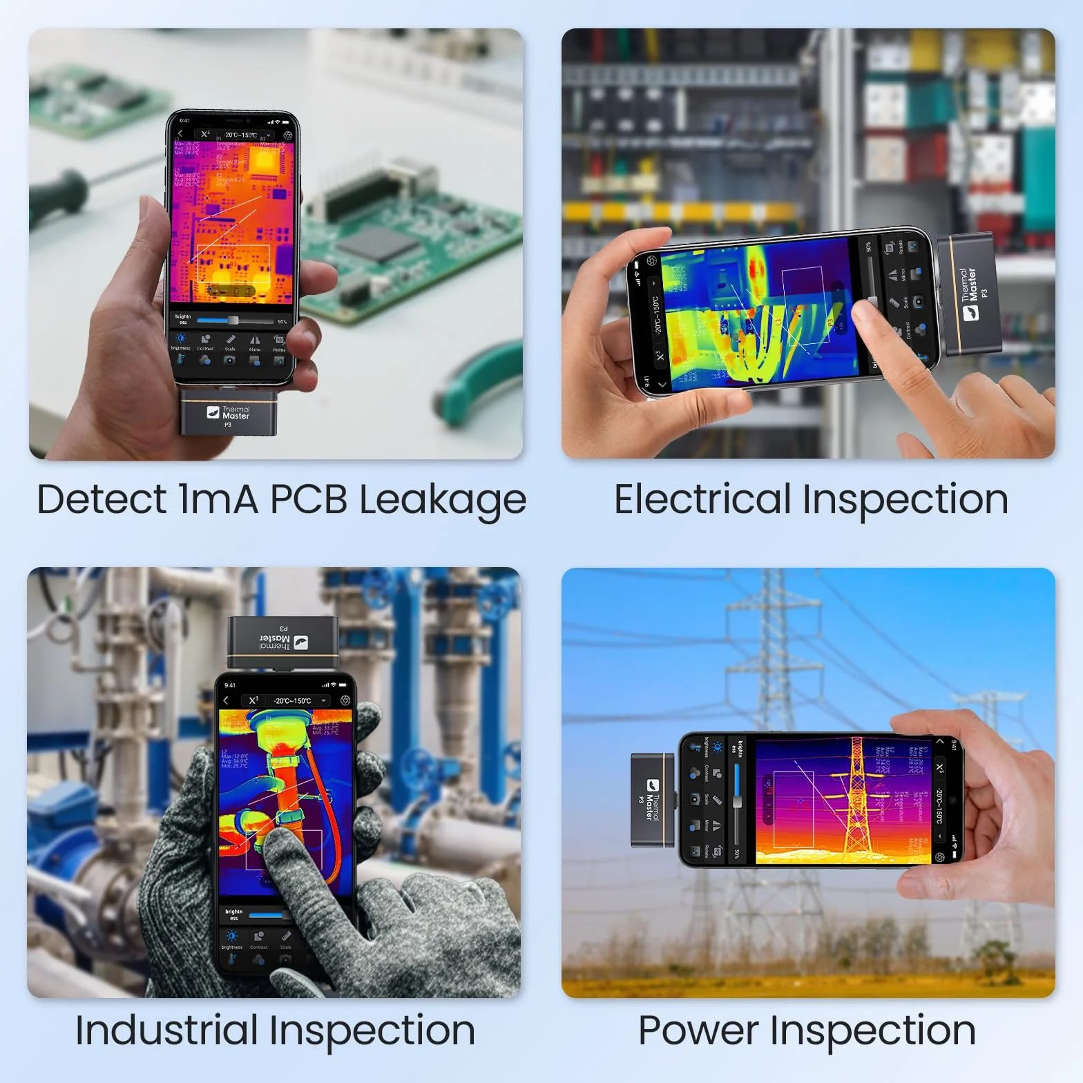 Thermal Master P3 kamera termowizyjna do iPhone 15/16 i Android kamera na podczerwień, regulowana ostrość, rozdzielczość X³, IR 512 x 384, -20℃-600℃, kontrola PCB