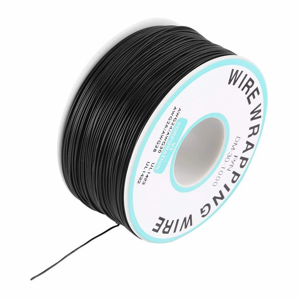 30AWG 0,25 mm ocynowany kabel testowy izolacji z drutu miedzianego czarny 250 metrów