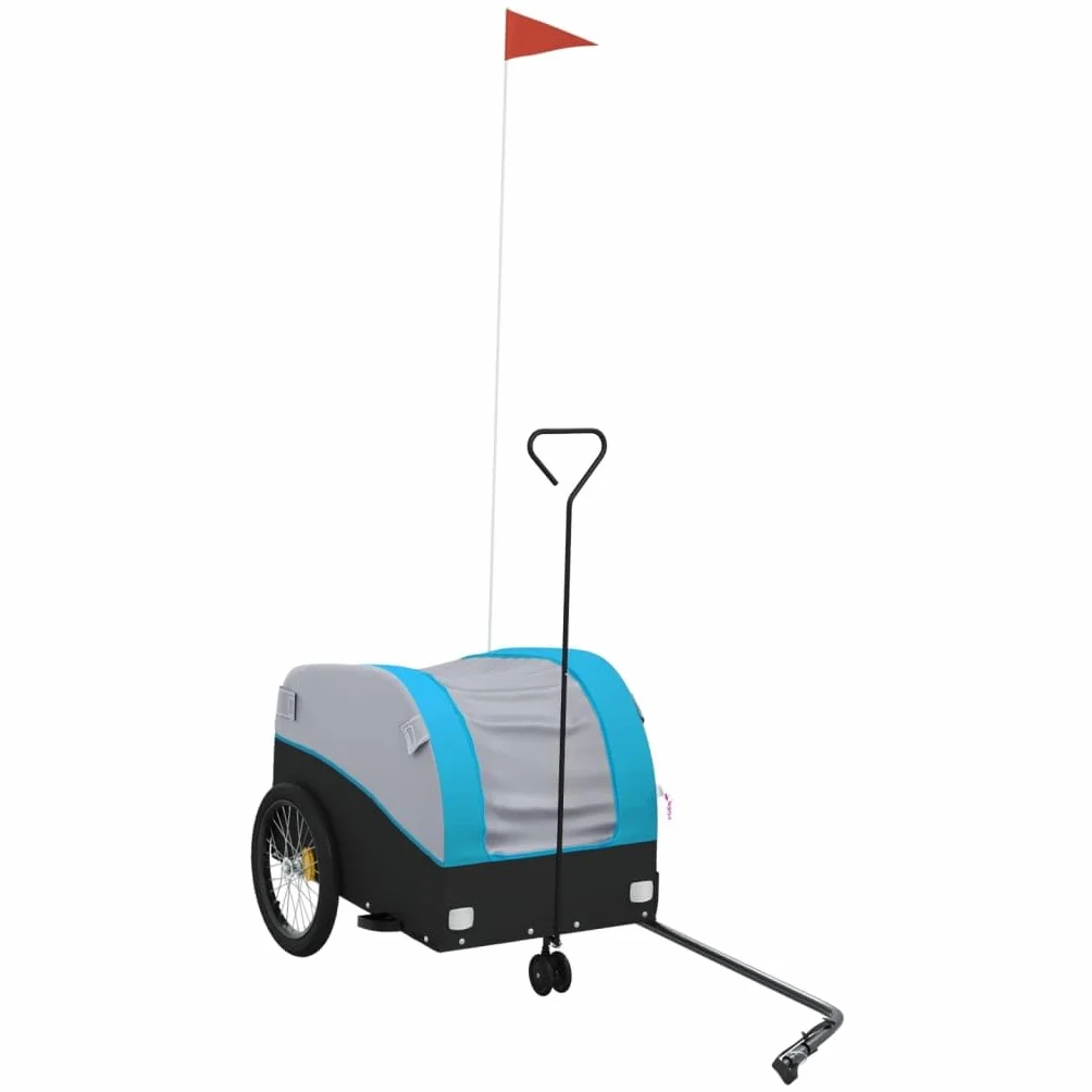 Przyczepa rowerowa, czarna, pomarańczowa, wykonana z żelaza, udźwig, z flagą bezpieczeństwa, 123 x 52 x, idealna do transportu bagażu, zwierząt domowych, zakupów, aktywności na świeżym powietrzu i na