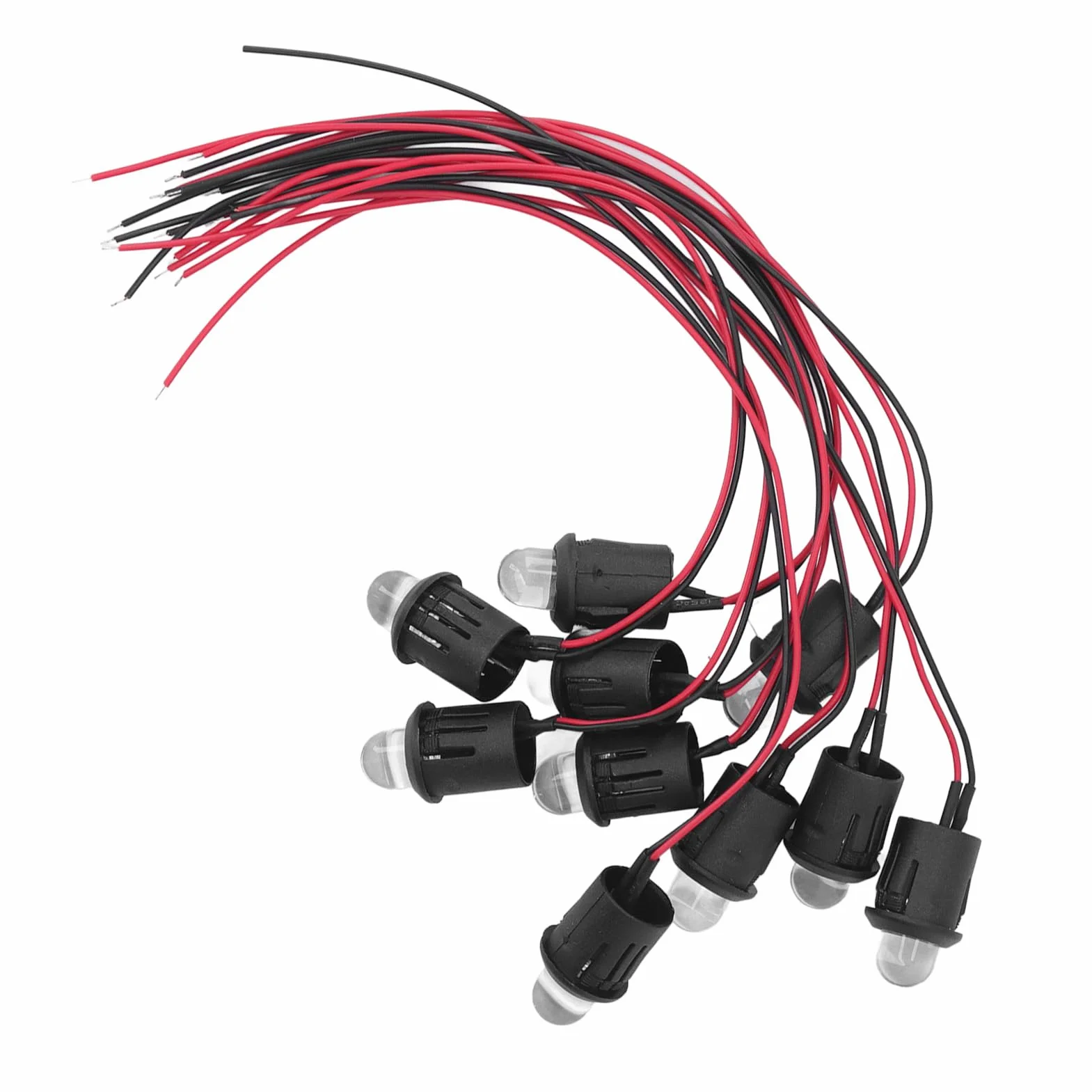 10 Sztuk Dioda LED 10mm 12V Lampka Kontrolna z wodoodporną linią (Czerwony)