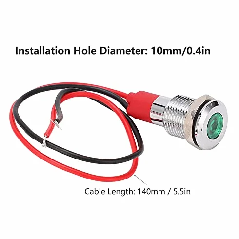 Metalowa Lampka Kontrolna LED Wodoodporna Lampka Sygnalizacyjna Wskaźnik Zasilania LED Lampka Ostrzegawcza 10mm(220V)