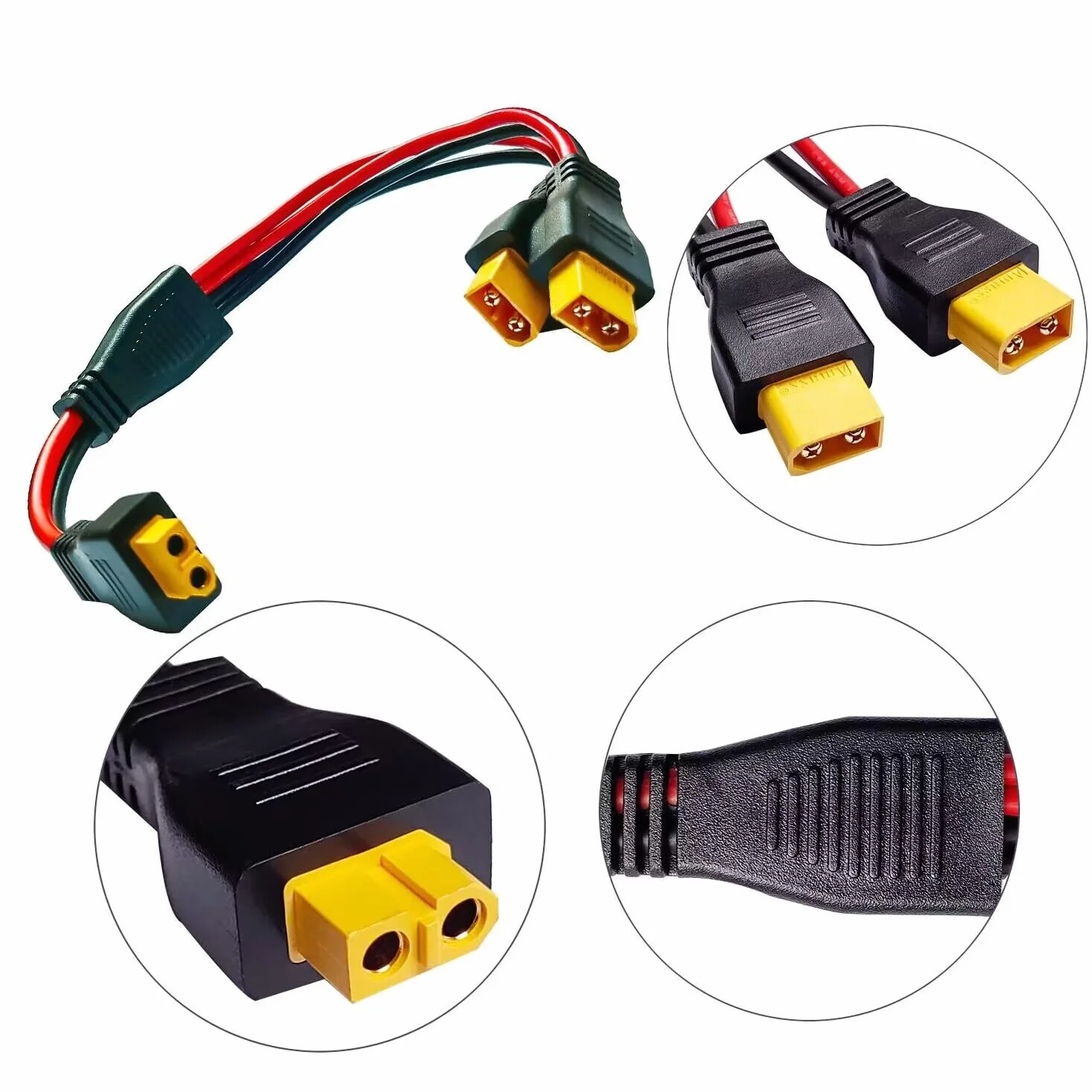 Kabel rozdzielający 10AWG XT60 Y, żeński na podwójny męski adapter do panelu słonecznego 30 cm