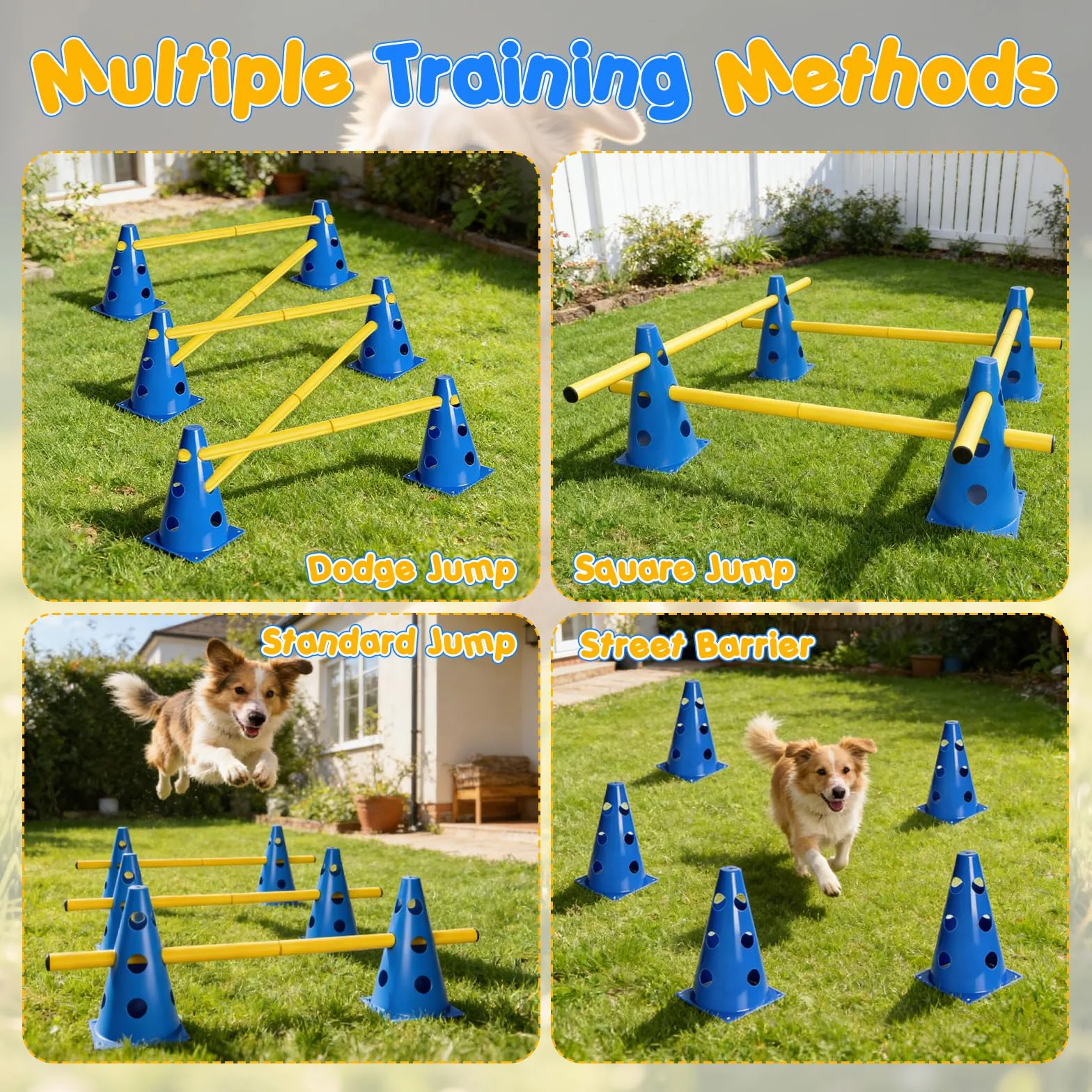Zestaw Agility 8-częściowy dla psów, Cavaletti dla psa, hobby konie, przeszkody, słupki, przeszkody, hobby horsing, trening psów, akcesoria do agility