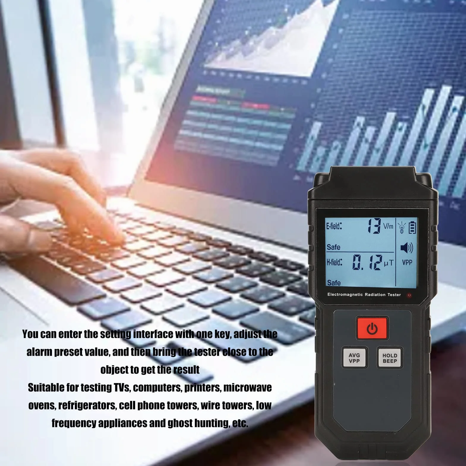 Miernik EMF, ręczny cyfrowy detektor promieniowania pola elektromagnetycznego, czytnik EMF LCD z detektorem EMF, świetny tester do domowych inspekcji EMF, biur, polowań na zewnątrz i duchów