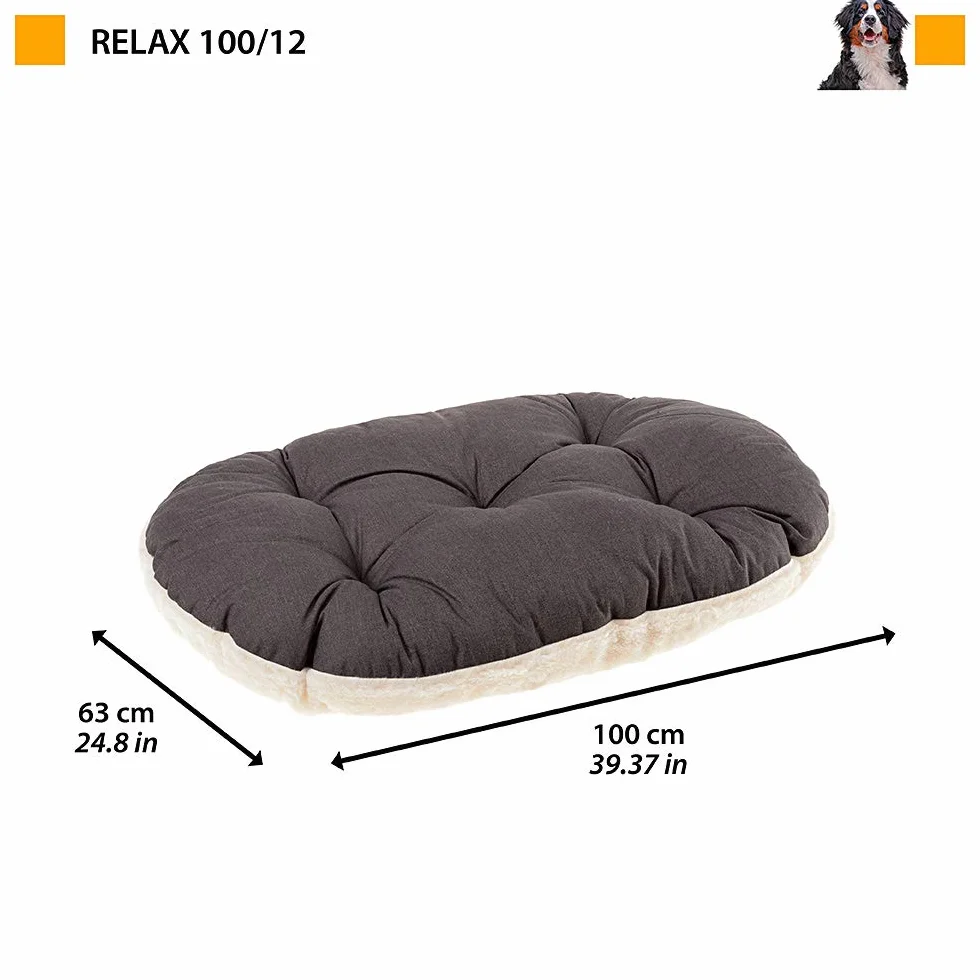 Ferplast Relax F 100/12 legowisko dla psa, bawełna/futro, 100 x 63 cm, szary