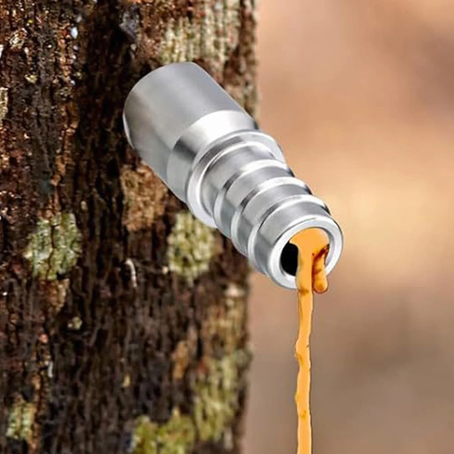 Sap Tapping Kit 4 Set Portable Trunk Faucet 100cm Stainless Steel Tapping Spouts Maple Trees Tap Spiles Tree Sap Collection Drill Bits Cleaning Brushes