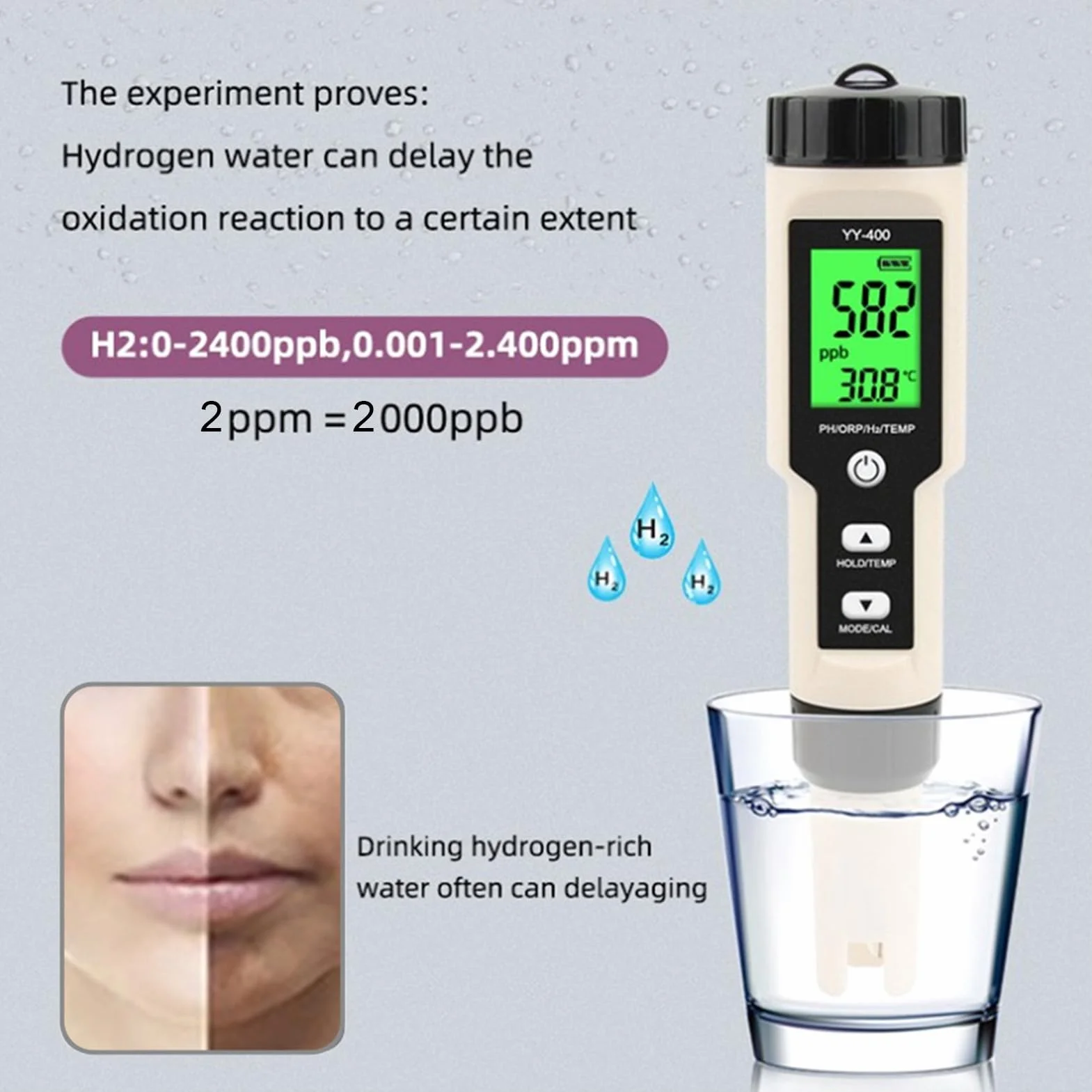 Przenośny tester jakości wody 4 w 1 YY-400 PH ORP H2