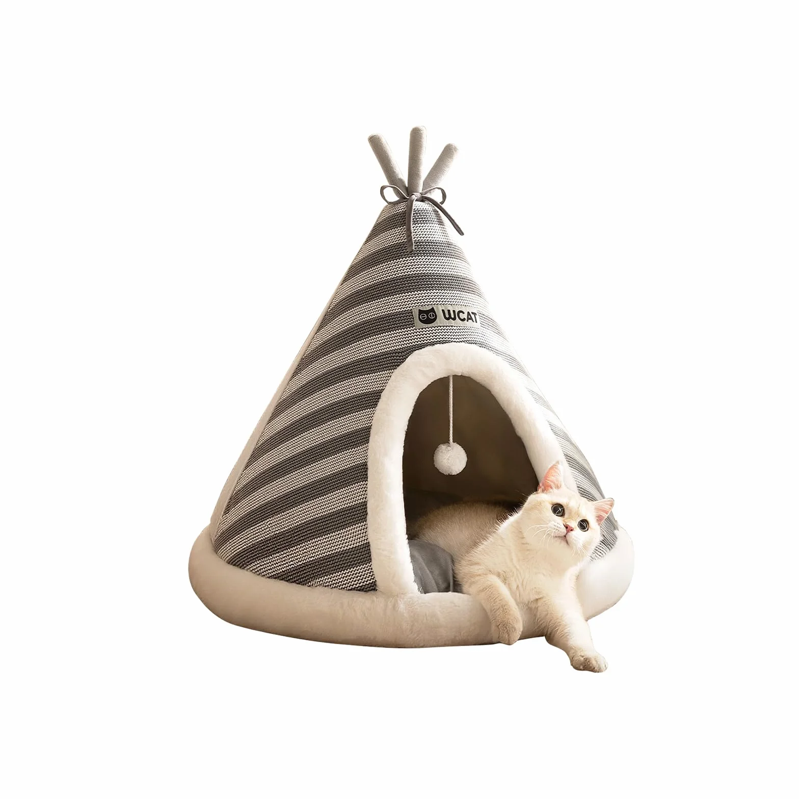 Galatée Legowisko dla kota, uroczy domek dla kota, igloo ze zdejmowaną poduszką, wygodne trójkątne tipi, ciepłe gniazdo dla zwierząt domowych, ulepszony sen (XL, szare)