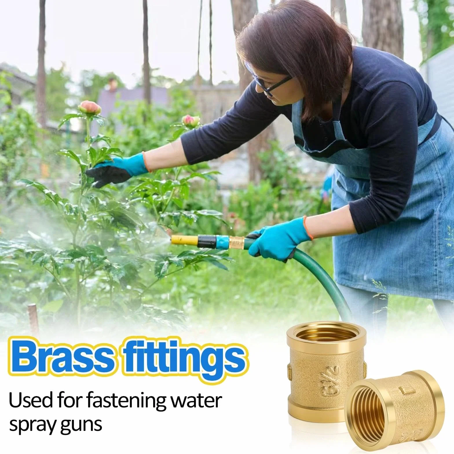 Mosiężny adapter mufy 1/2 cala G1/2" (20 mm) podwójna mufa z taśmą uszczelniającą do rur wodnych