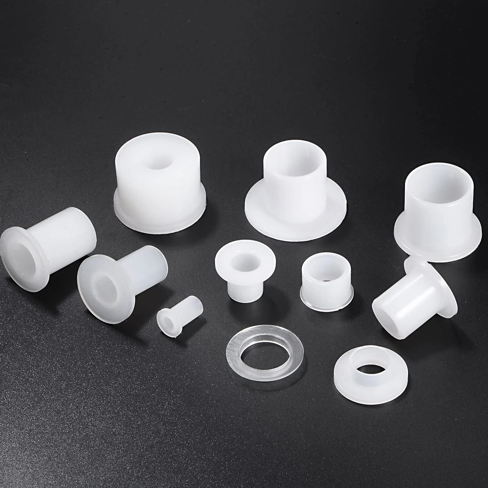 QUARKZMAN 10 szt. tuleja kołnierzowa łożysko 14 mm otwór 16 mm AD 8 mm długość nylonowe tuleje do wałka białe