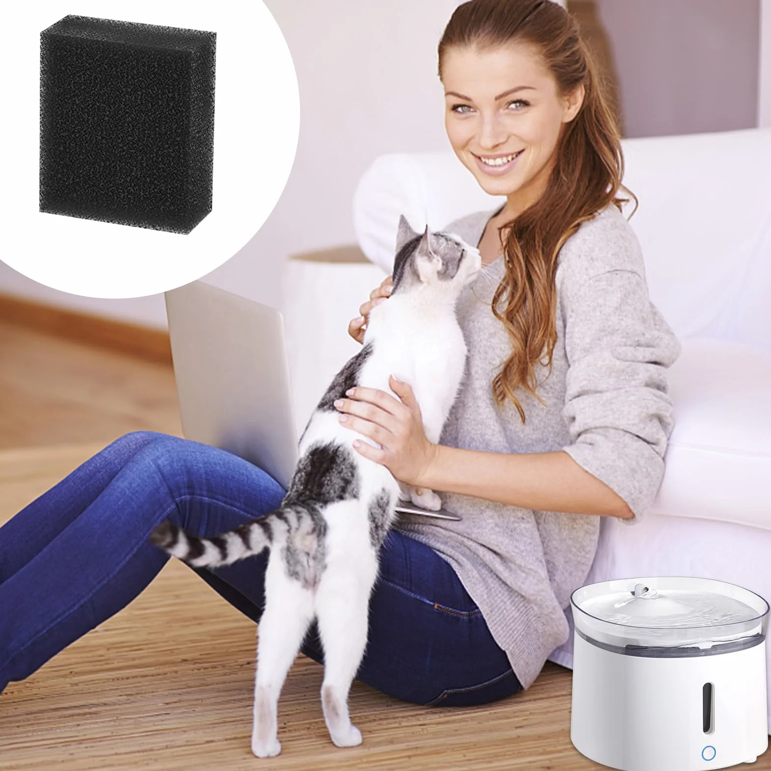 WF20 Dog Dog Model Fontanna Filtr pompy wodnej Filtr pompy wodnej (czarny-12 sztuk)