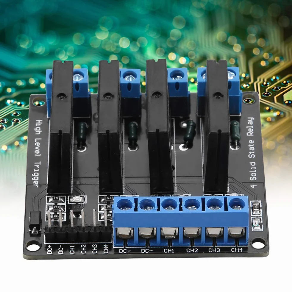 Moduł przekaźnika półprzewodnikowego 4-kanałowy SSR DC AC 5V High Level Trigger