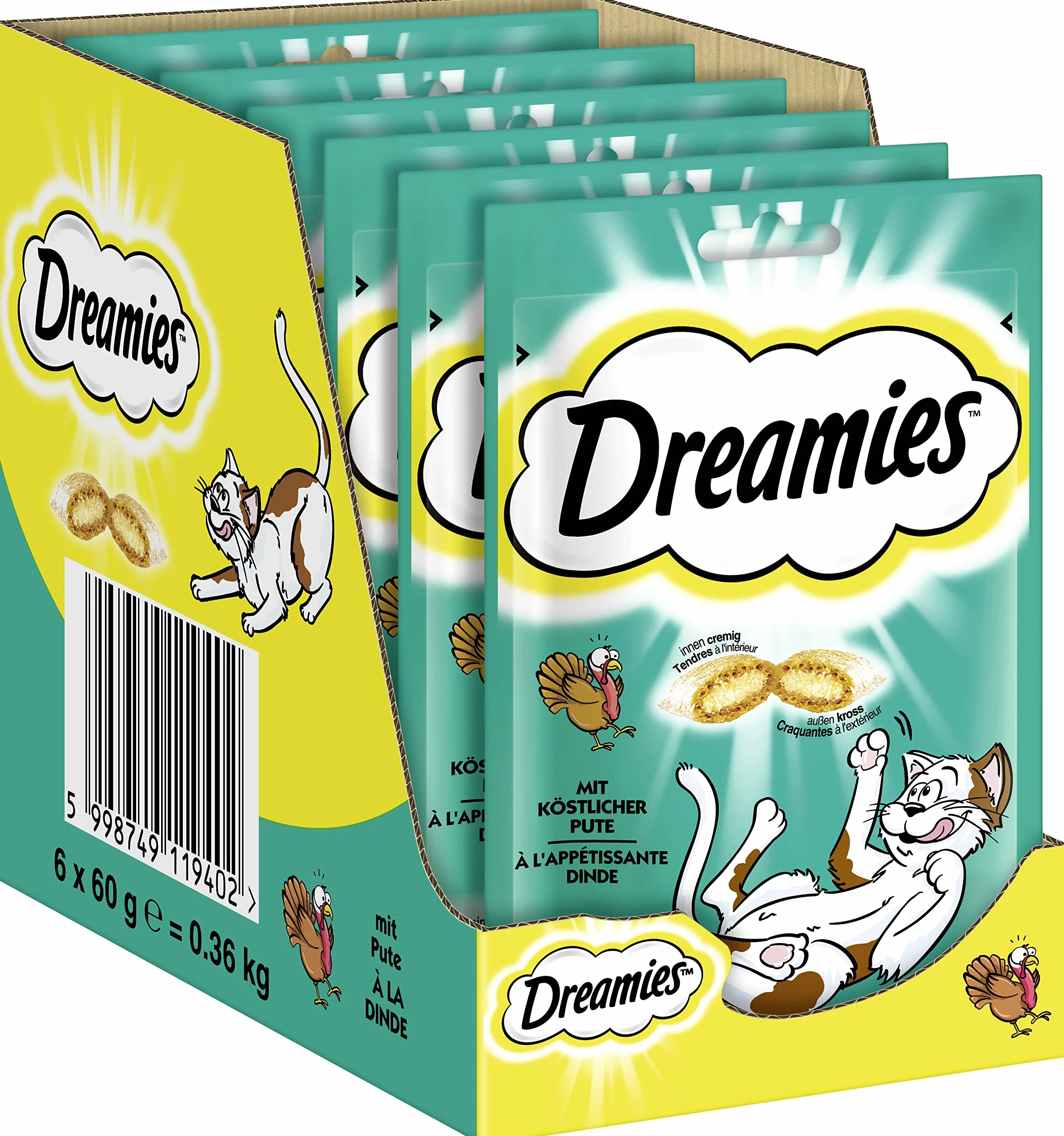 Dreamies Dreamies Przysmak dla Kotów, Indyk, 6 x 60 g