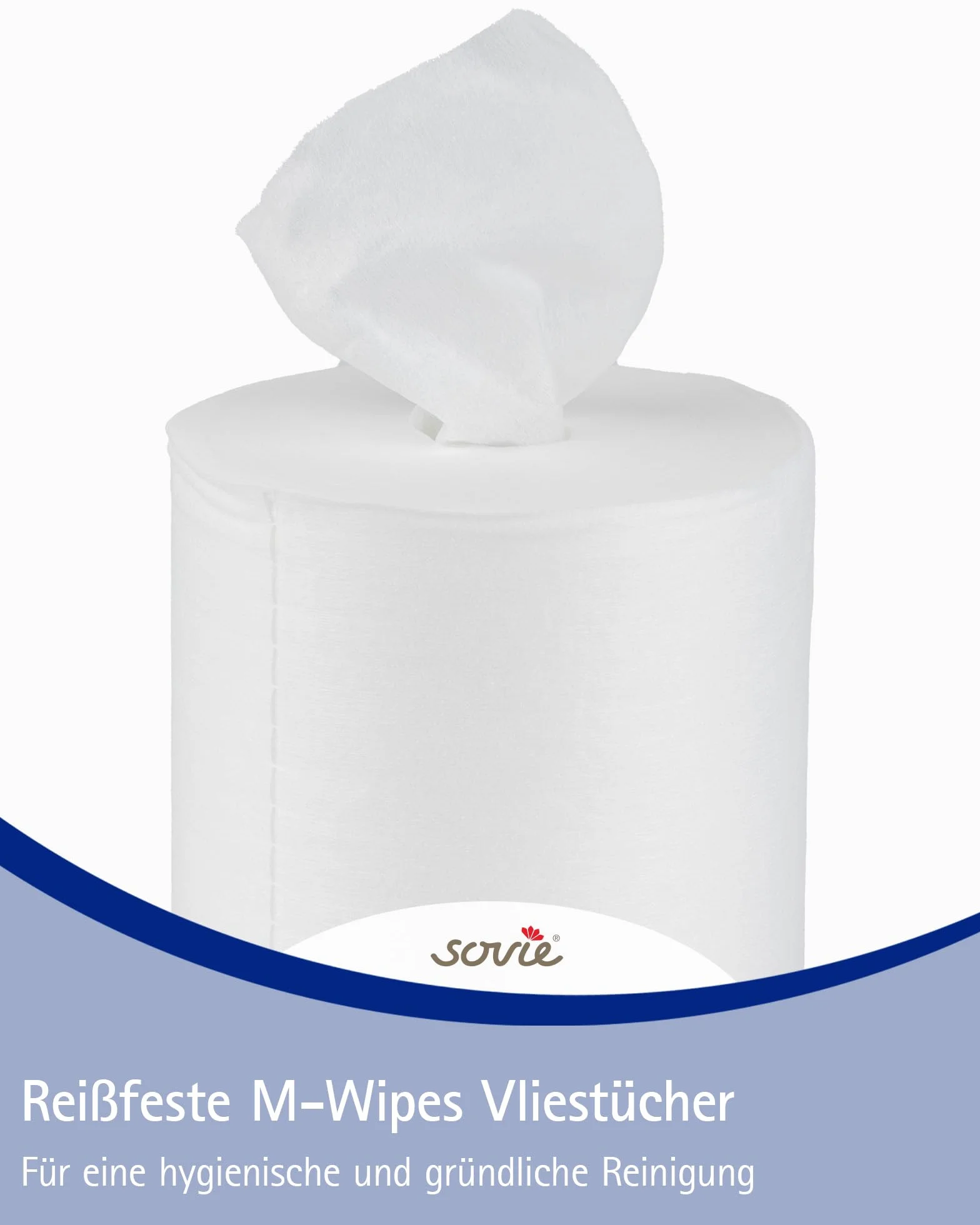 Sovie Care M-Wipes ściereczki do czyszczenia z włókniny ok. 200 odprysków | idealne do gastronomii sklepów biurowych, warsztatów | 17 x 25 cm | białe (1 rolka)