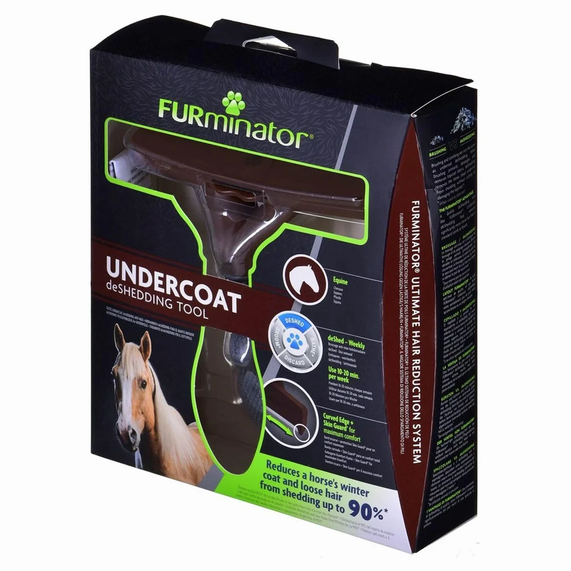 FURminator deShedding-Tool koń - szczotka do koni/zasuwka dla dokładnego usuwania podwełny - ulepszone wzornictwo
