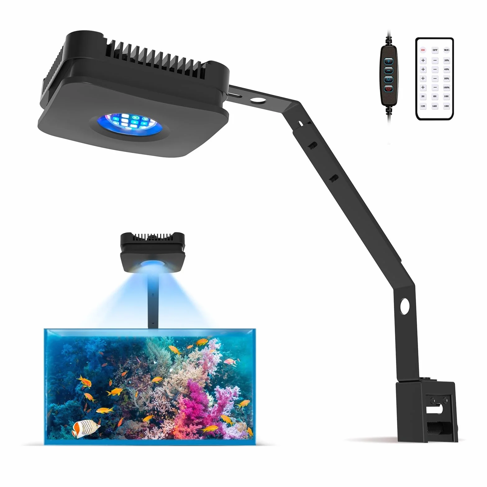 oświetlenie akwarium 30 Program akwarium LED Reef Light Nano Fish Tank Light Marine Lights Full Spectrum dla koralowca do lampy morskiej lub słodkowodnej do akwarium roślinnego(30 Seawater)