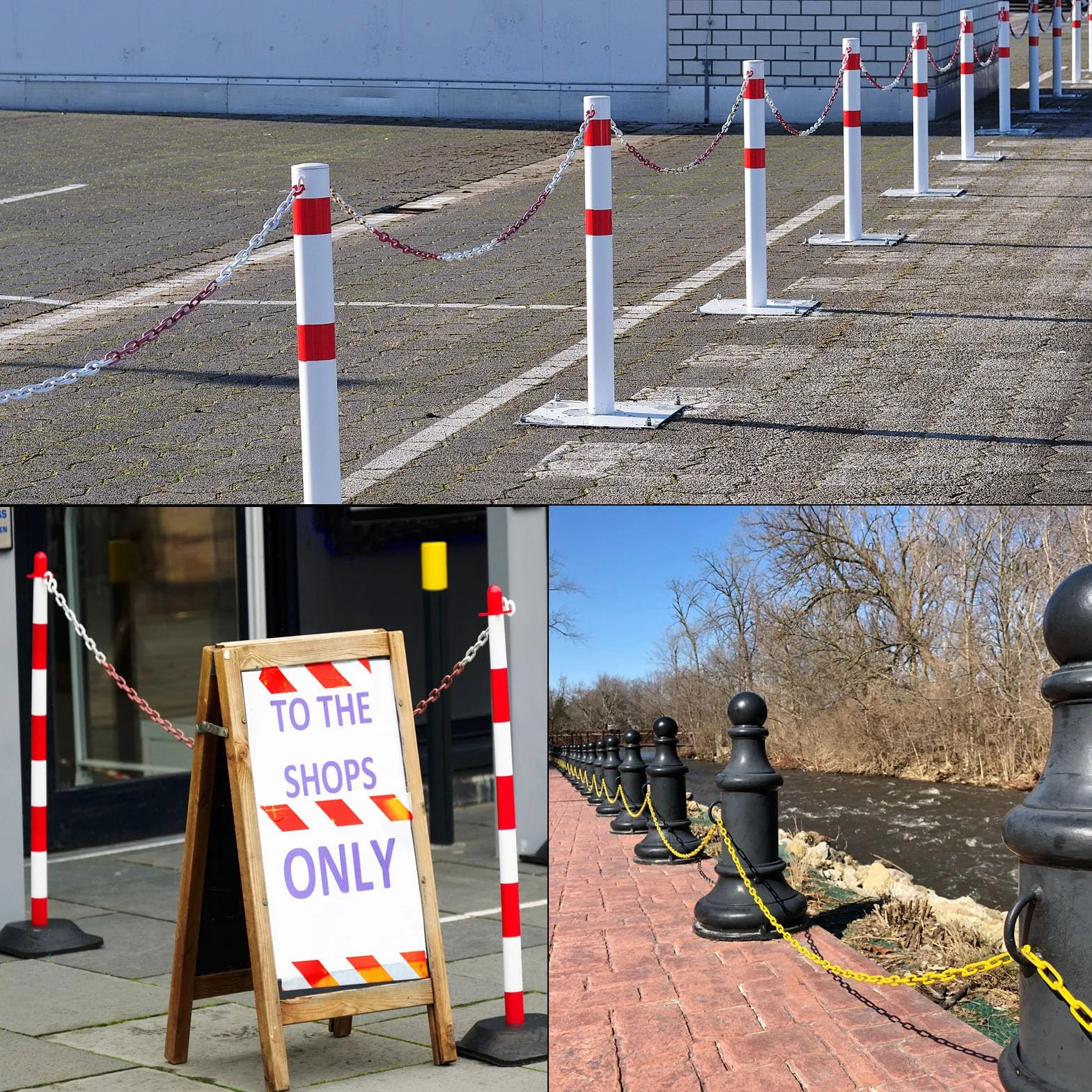 Plastikowy łańcuch bezpieczeństwa 32 stopy 1/4" (6 mm) czarny do ogrodzeń, bram, parkingu