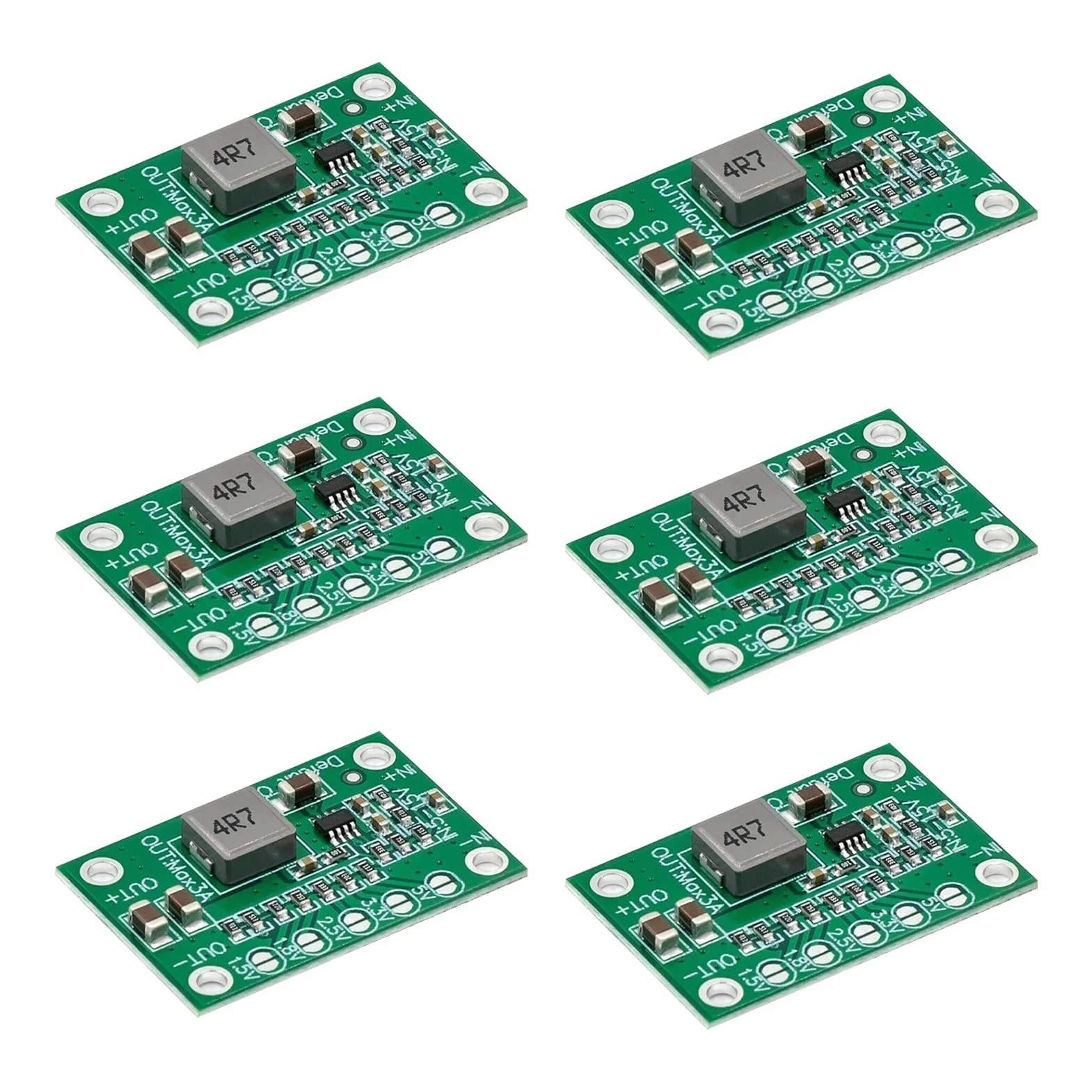 Zestaw 6 MP1584EN Ultra Small DC-DC, Mini 360 Buck Converter Niszczenie napięcia Wejście 5V-15V Regulowane wyjście 1,25 V 1,5 V 1,8 V 2,5 V 3,3 V 5V Moduł zasilania 3A Wysoka wydajność DIY dla Arduino