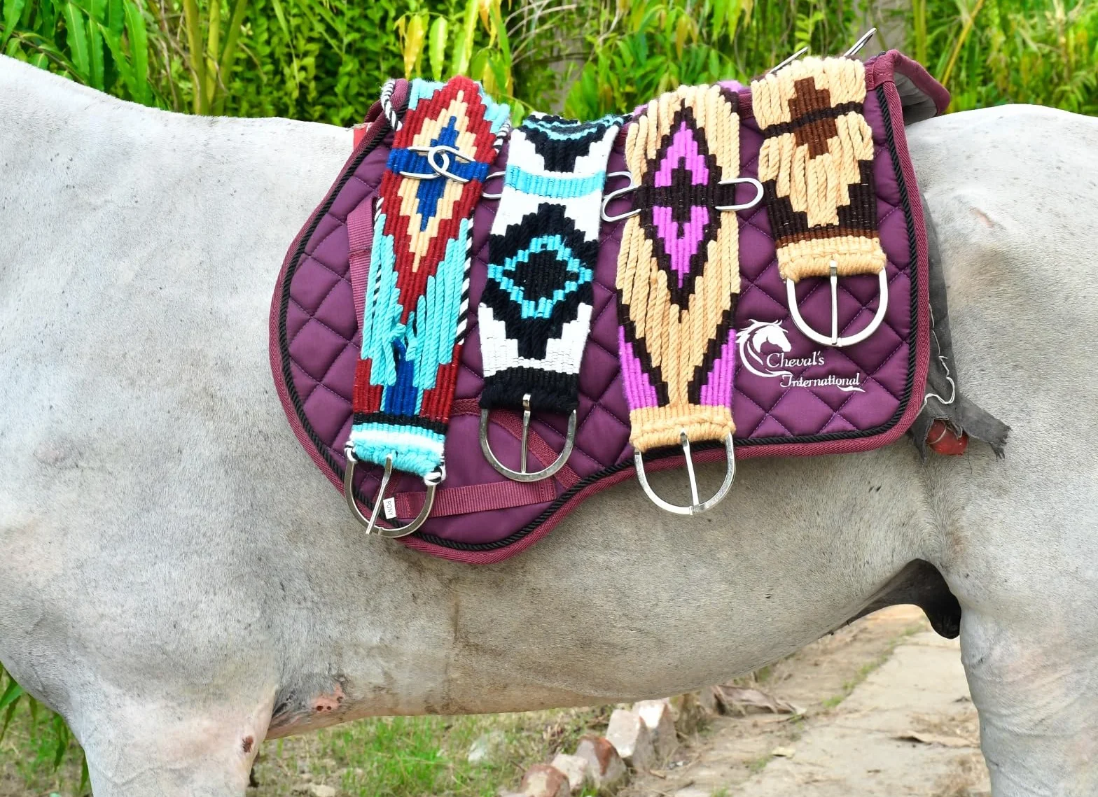 CHEVAL's Premium Horse Western Moherowa wełna Cinch – oddychające siodełko z klamrami ze stali nierdzewnej – trwały i wygodny sprzęt jeździecki – idealny do jazdy w terenie, wyścigów beczkowych