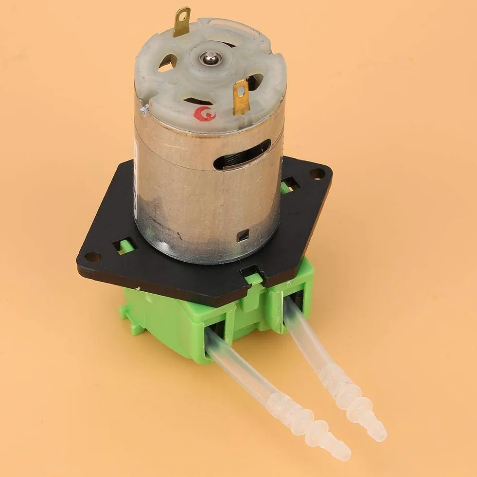 Pompa perystaltyczna 12 V DC Micro Dosing Głowica dozująca Samozasysająca pompa perystaltyczna do cieczy (DIY) 2 * 4 Rurki do laboratoryjnej analizy chemicznej w akwarium (zielona)