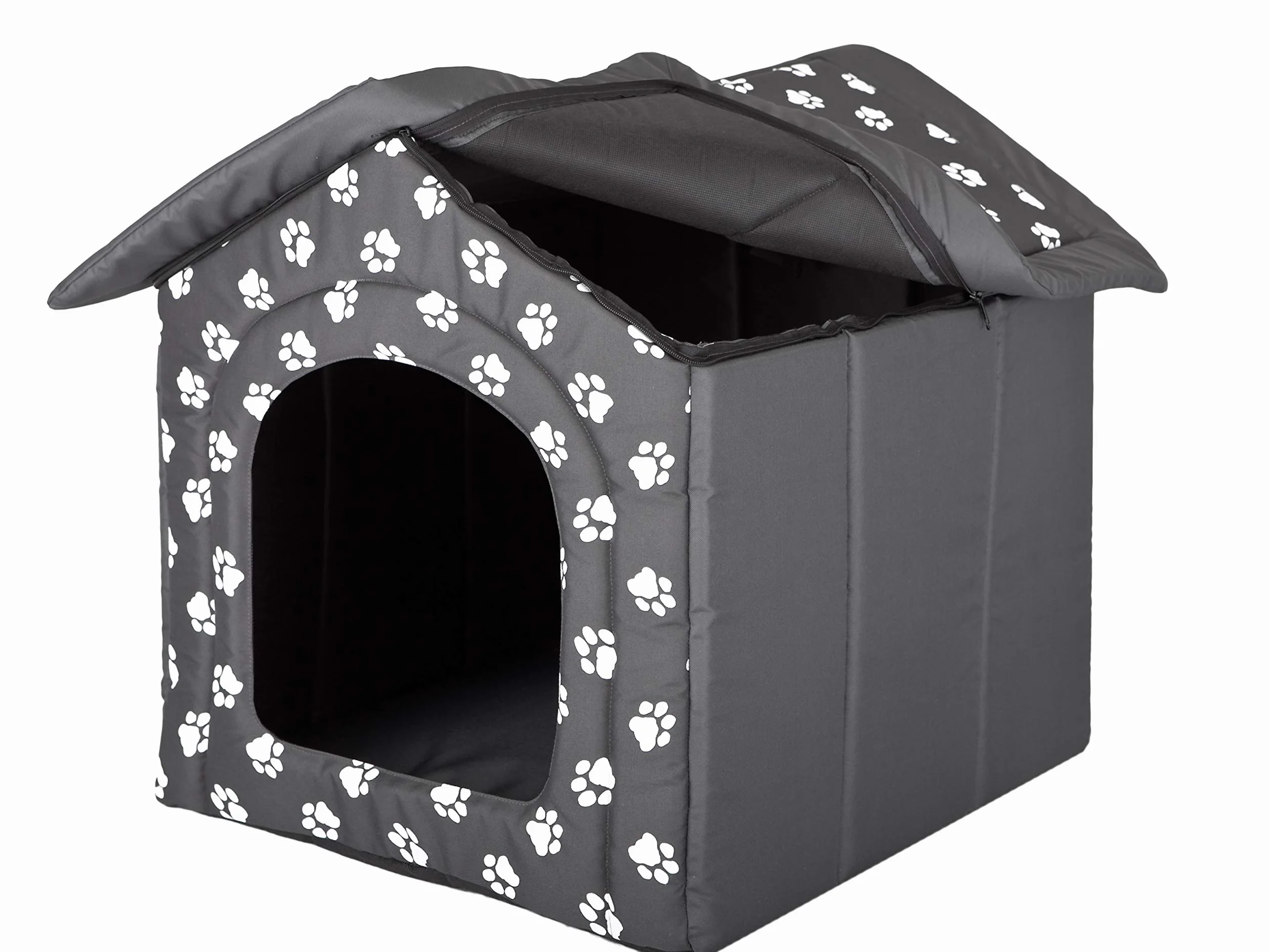 Hobbydog Domek dla psa, szary z łapami, R4 (60 x 55 x 60 cm)