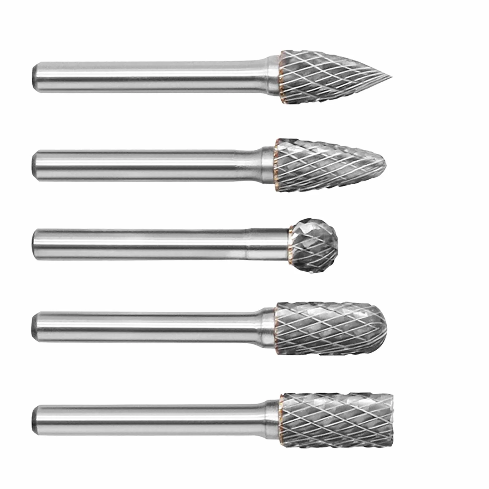 Anhoer Zestaw 5 sztuk frezów z węglika wolframu, trzpień 6 mm, głowica 10 mm, zestaw do szlifierek tnących, rzeźbienia w metalu, polerowania, grawerowania