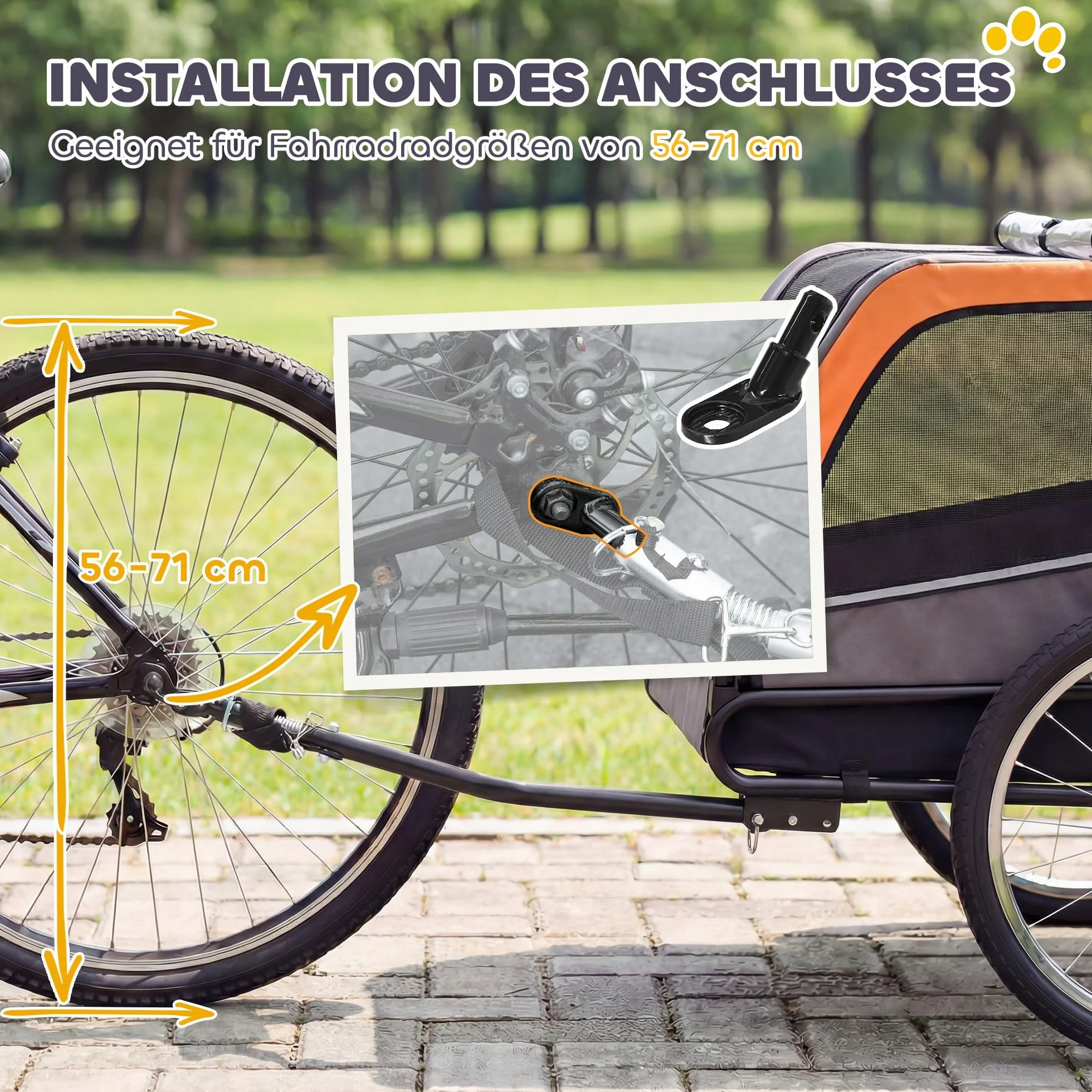 PawHut Przyczepka rowerowa dla psów składana z odblaskami 2 drzwi regulowana smycz okna z siatki przenośna przyczepka rowerowa dla małych i średnich psów do 20 kg