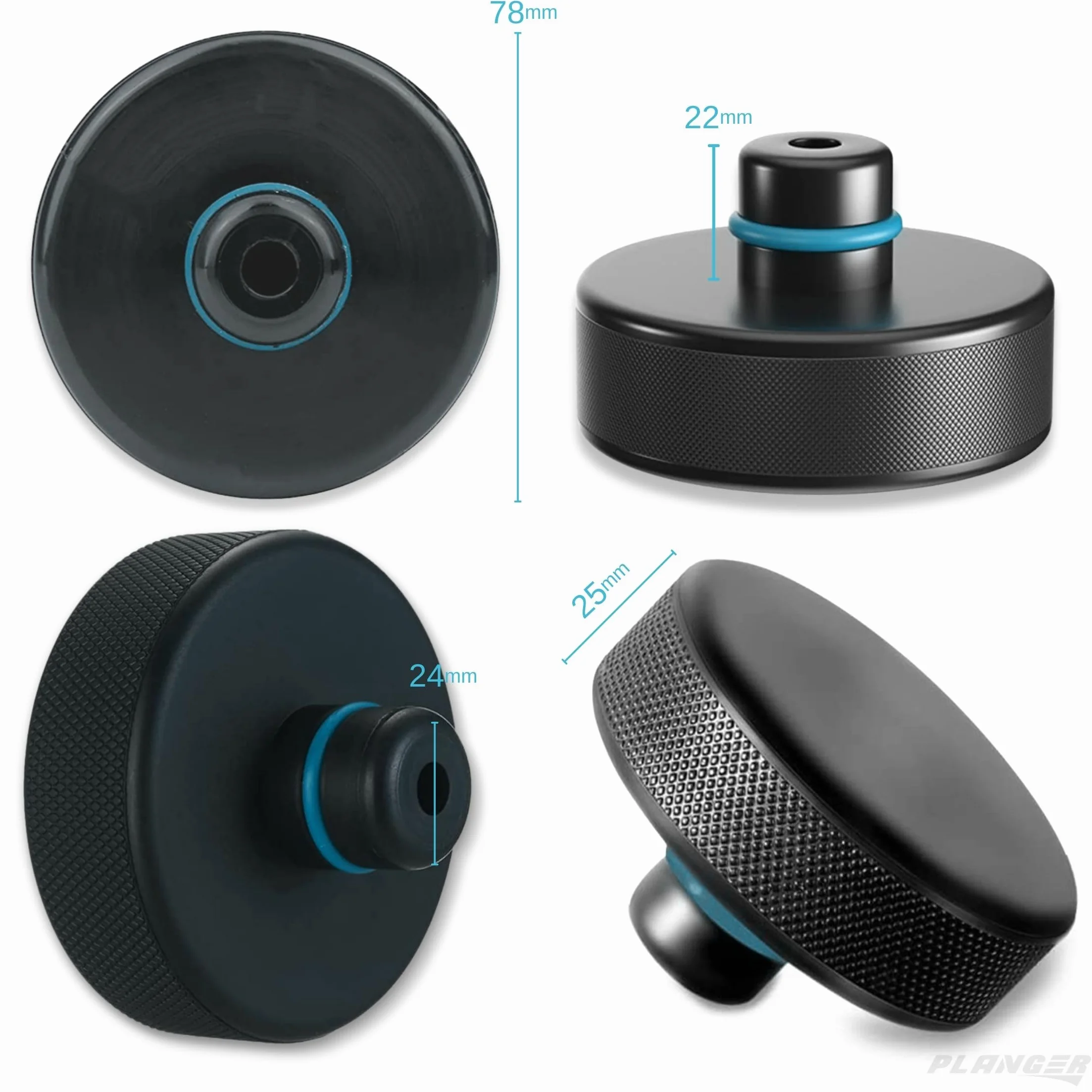 PLANGER® Tesla klocki do podnośnika płaskiego, 4 x ENRGY PAD (model 3, model S, model Y, model X), 10 lat , nietłukące 3T