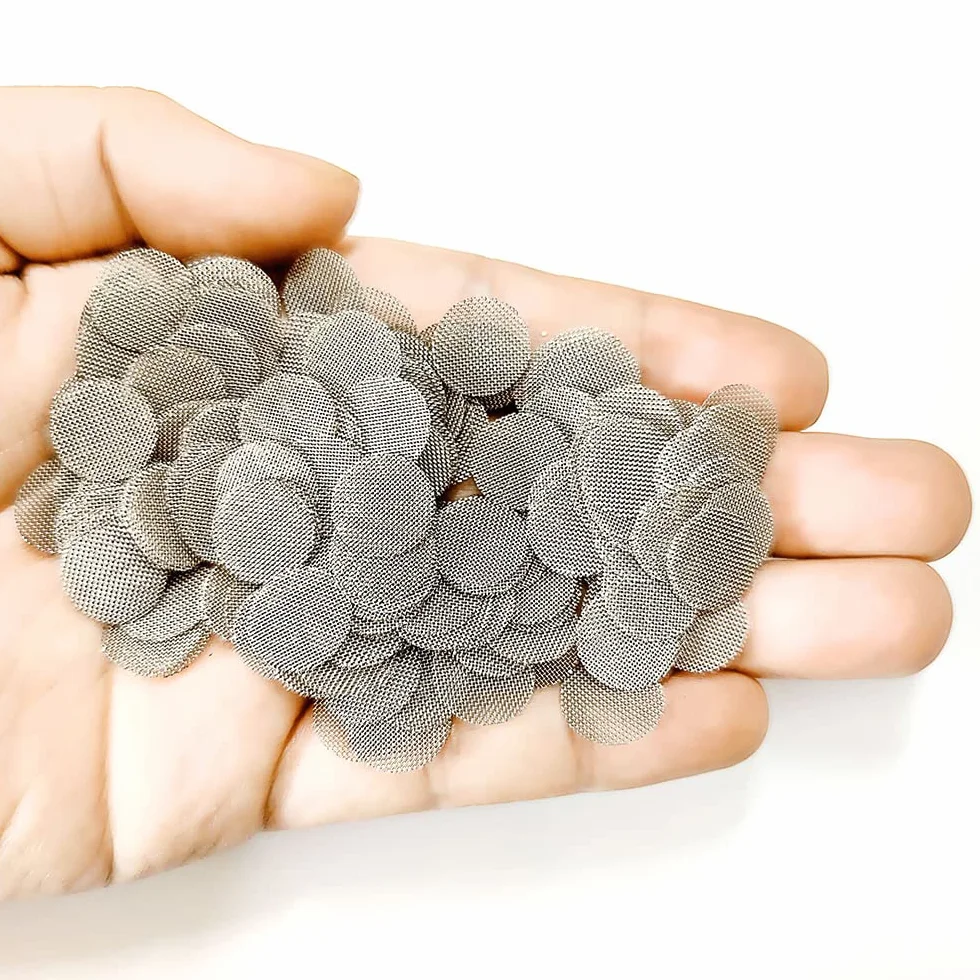 150 szt. filtr do rur ze stali nierdzewnej, metalowy filtr do fajki do palenia, ekran z drobnymi siatkami, ekrany, filtry (2 cm)