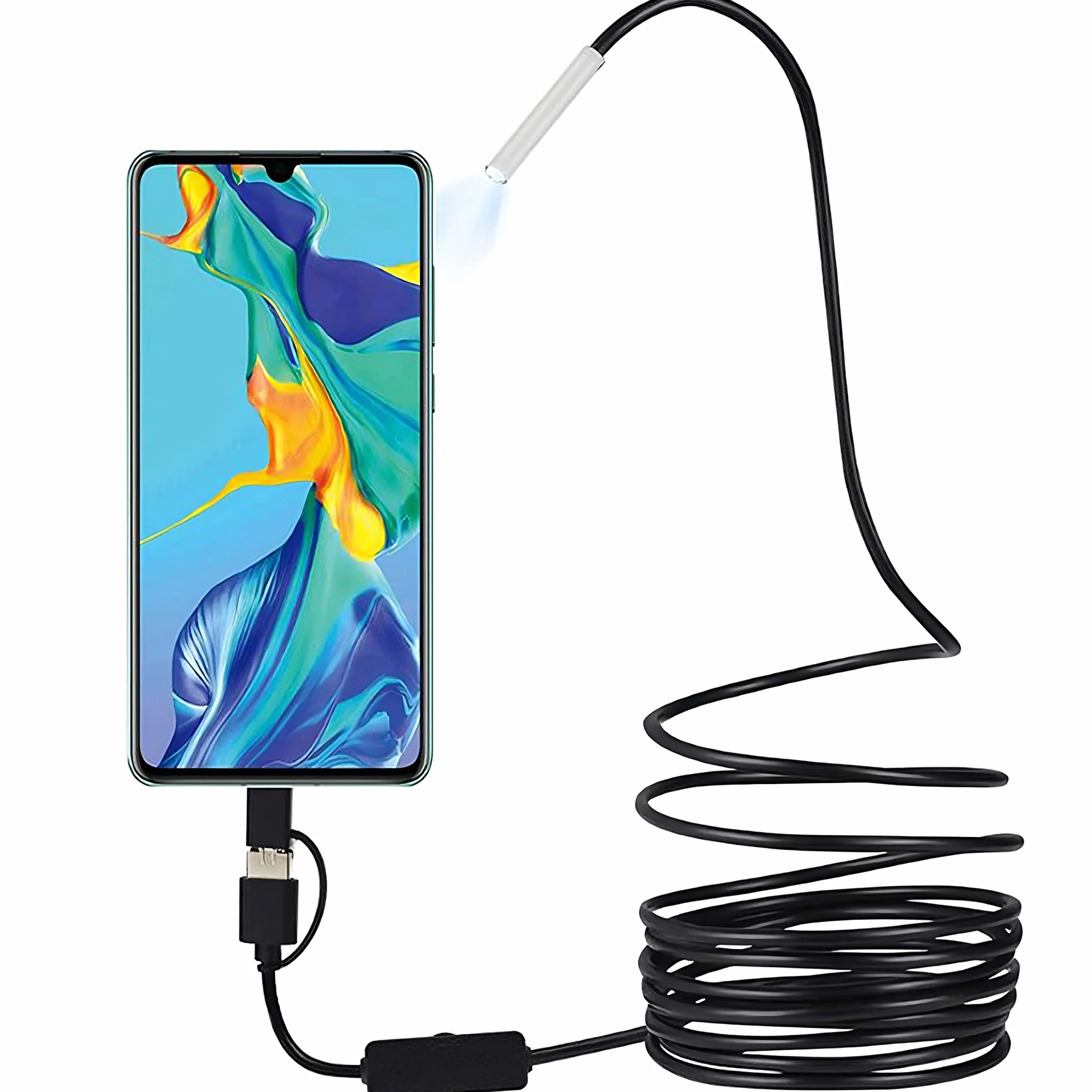 Retoo Endoskop USB-C HD do urządzeń z systemem Android, kamera endoskopowa 3,9 mm z diodami LED, wodoszczelna, megapikselowa kamera inspekcyjna, kabel wężowy do smartfonów, kamera boroskopowa