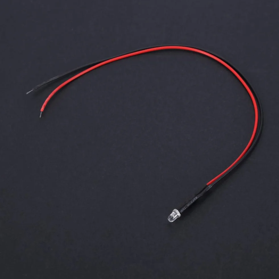 10 sztuk Czerwona Dioda LED 3mm 12V 0,06W z Przewodem 20cm Do Montażu i Naprawy w Zabawkach Samochodowych dla Dzieci