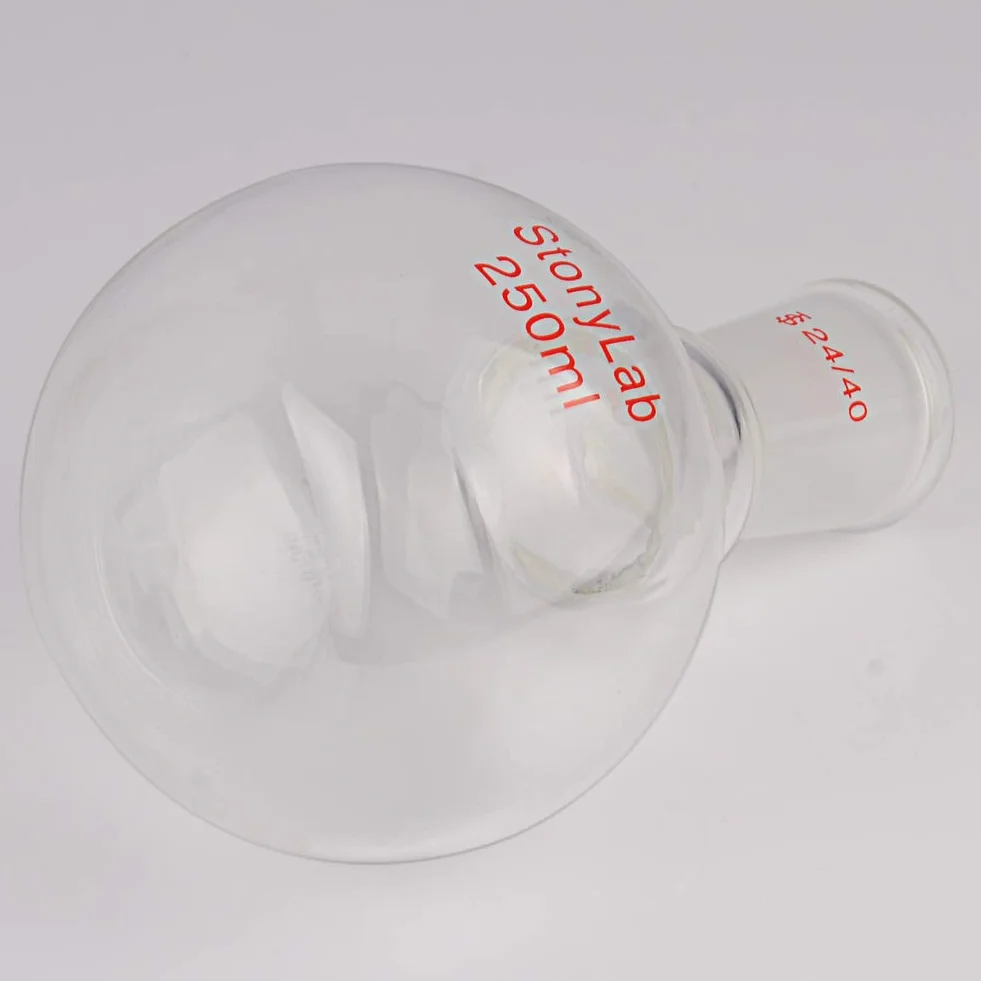 StonyLab 250ml Glas Einhals Flachboden Kochflasche mit 24/40 Standard Taper