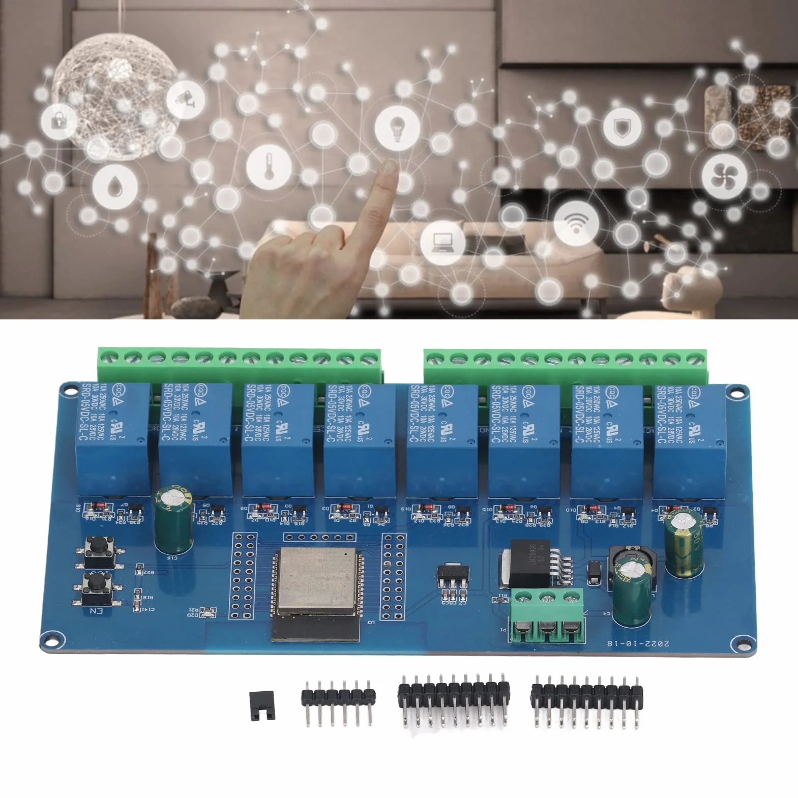 DC 5 do 30V PCB 8-kanałowy moduł przekaźnikowy WROOM 32E WiFi Sterowanie Bezprzewodowe BLE Development Plate do sterowania obciążeniami