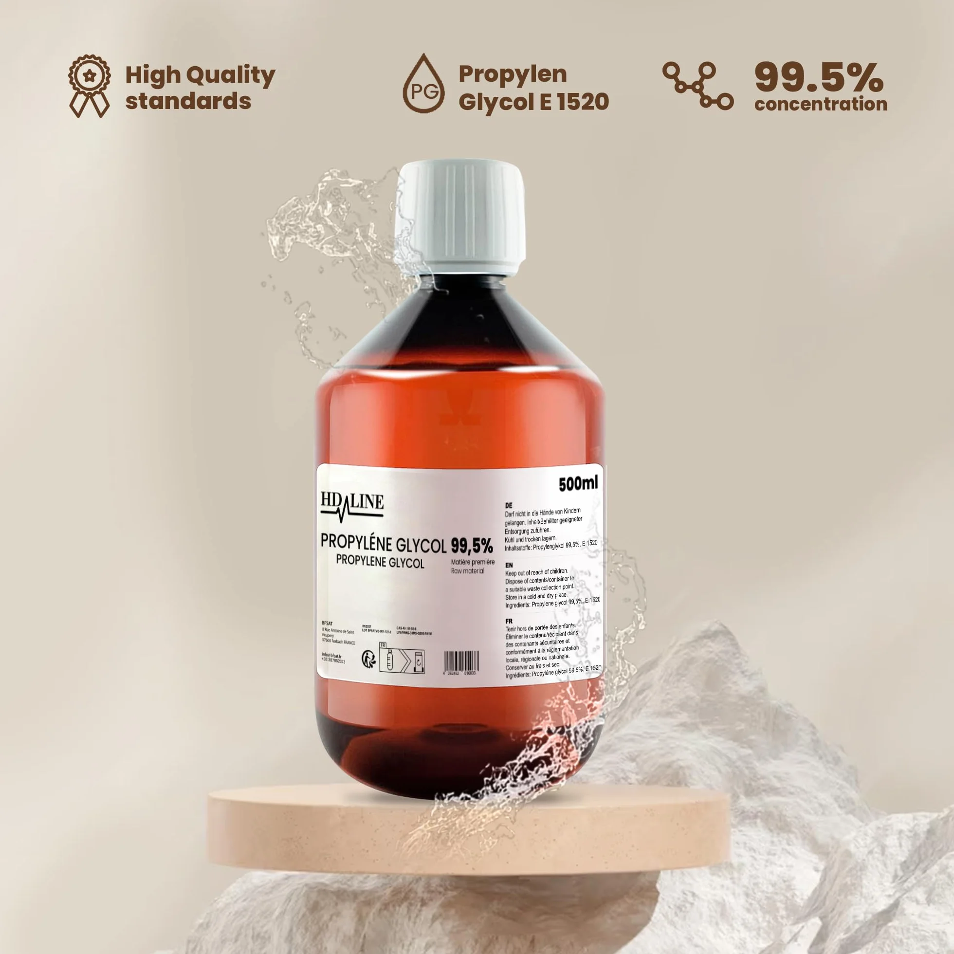 Gliceryna E422 + Glikol Propylenowy E1520 500 ml VG PG, Jakość Farmaceutyczna, Czarny, Wegański