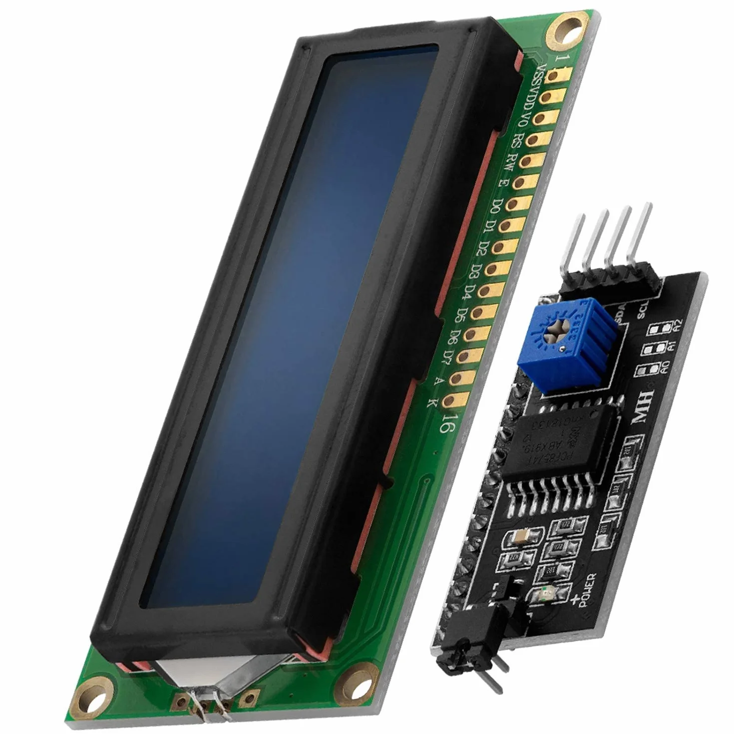 AZDelivery HD44780 16x2 LCD Moduł Wyświetlacz Bundle z I2C Interfejs 2x16 znaków w tym E-Book! (z niebieskim tłem i białymi znakami) kompatybilny z Arduino i Raspberry Pi w tym e-Book!