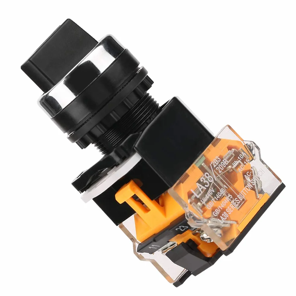 Przełącznik obrotowy 22MM LA38-11BX22 10A 220V/380V 2 pozycje 1NO 1NC automatyczny reset